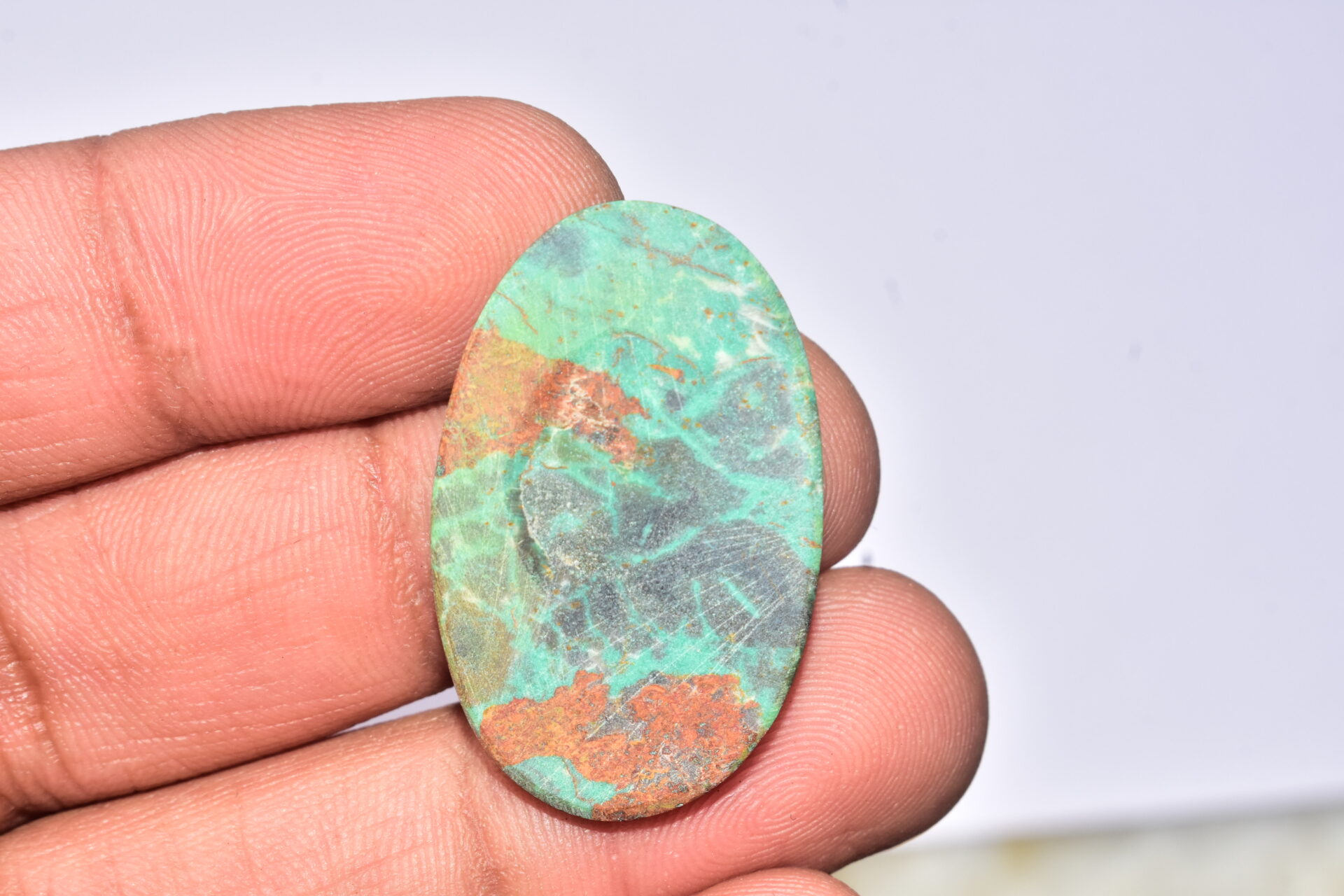 Sanora Chrysocolla Cabochon / Sanora Chrysocolla Gemstone / For Jewelry / Oval Shape / 31.15 Ct. / 34x21x5 mm. / Loose Gemstone / Q-990 - Image 4