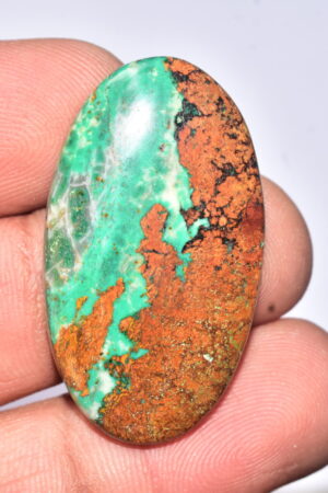 Sanora Chrysocolla Cabochon / Sanora Chrysocolla Gemstone / For Jewelry / Oval Shape / 37.65 Ct. / 37x21x5 mm. / Loose Gemstone / Q-995