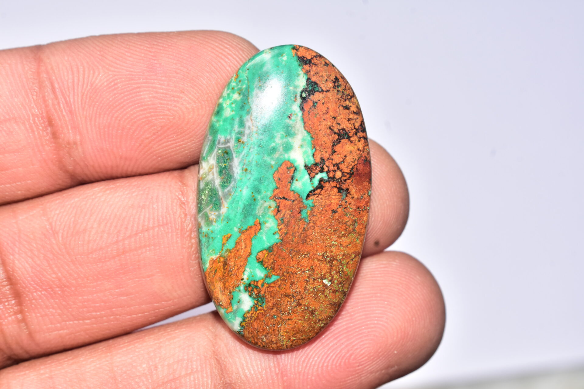 Sanora Chrysocolla Cabochon / Sanora Chrysocolla Gemstone / For Jewelry / Oval Shape / 37.65 Ct. / 37x21x5 mm. / Loose Gemstone / Q-995