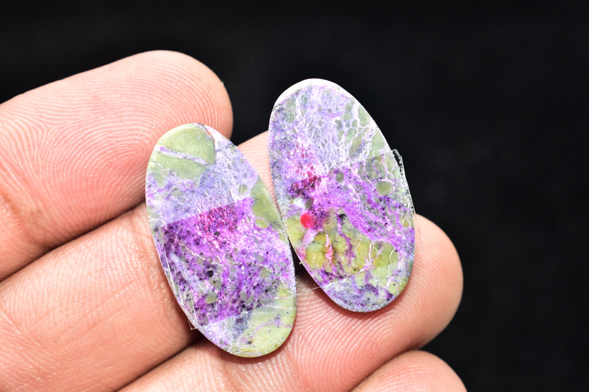 Stichtite With Serpentine Pair Cabochon / Stichtite With Serpentine Gemstone / Oval Shape / 23.75 Ct. / 26x14x4 mm. / Loose Gemstone / Q-839 - Image 4