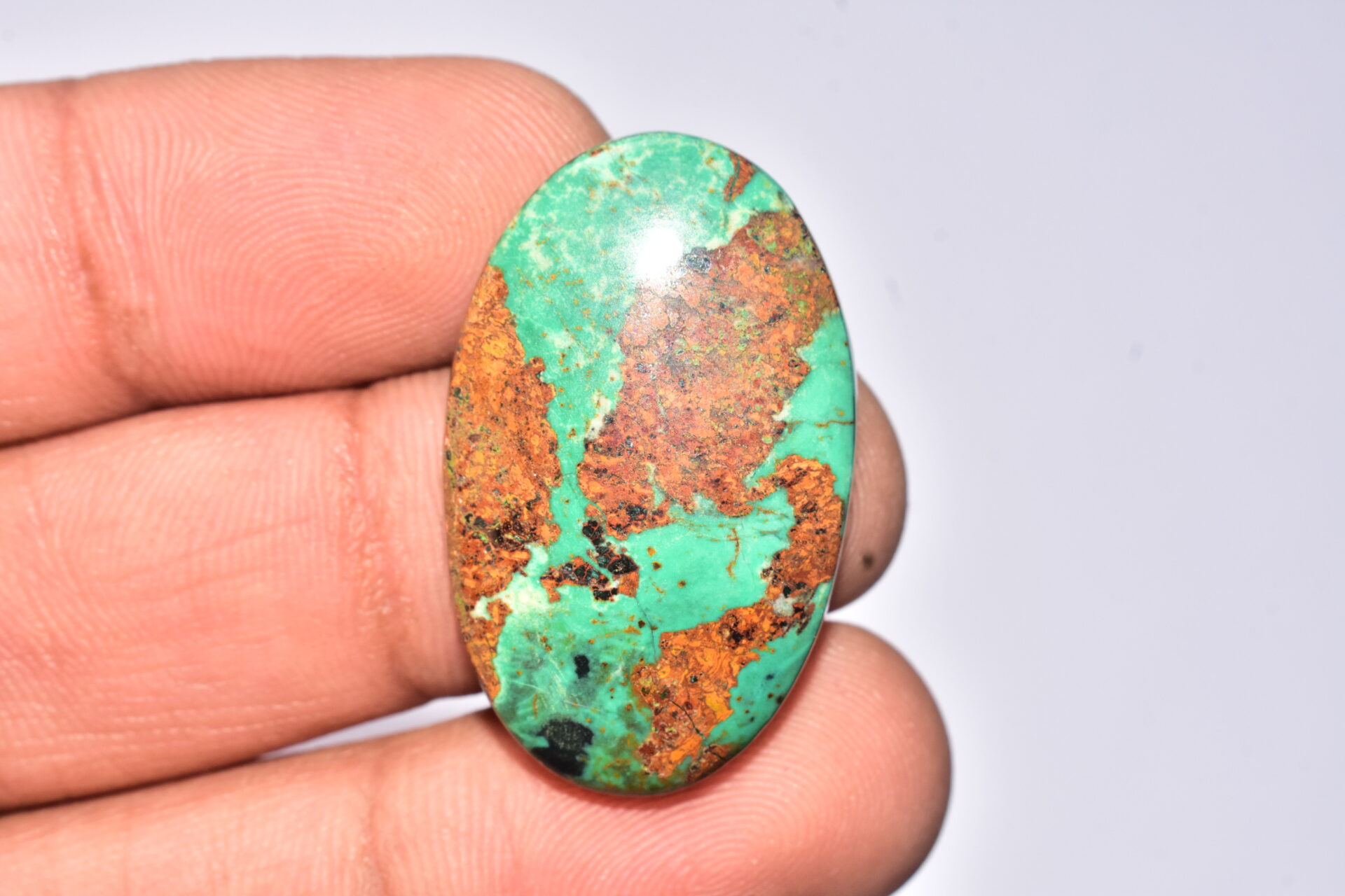 Sanora Chrysocolla Cabochon / Sanora Chrysocolla Gemstone / For Jewelry / Oval Shape / 31.10 Ct. / 33x20x5 mm. / Loose Gemstone / Q-991 - Image 2