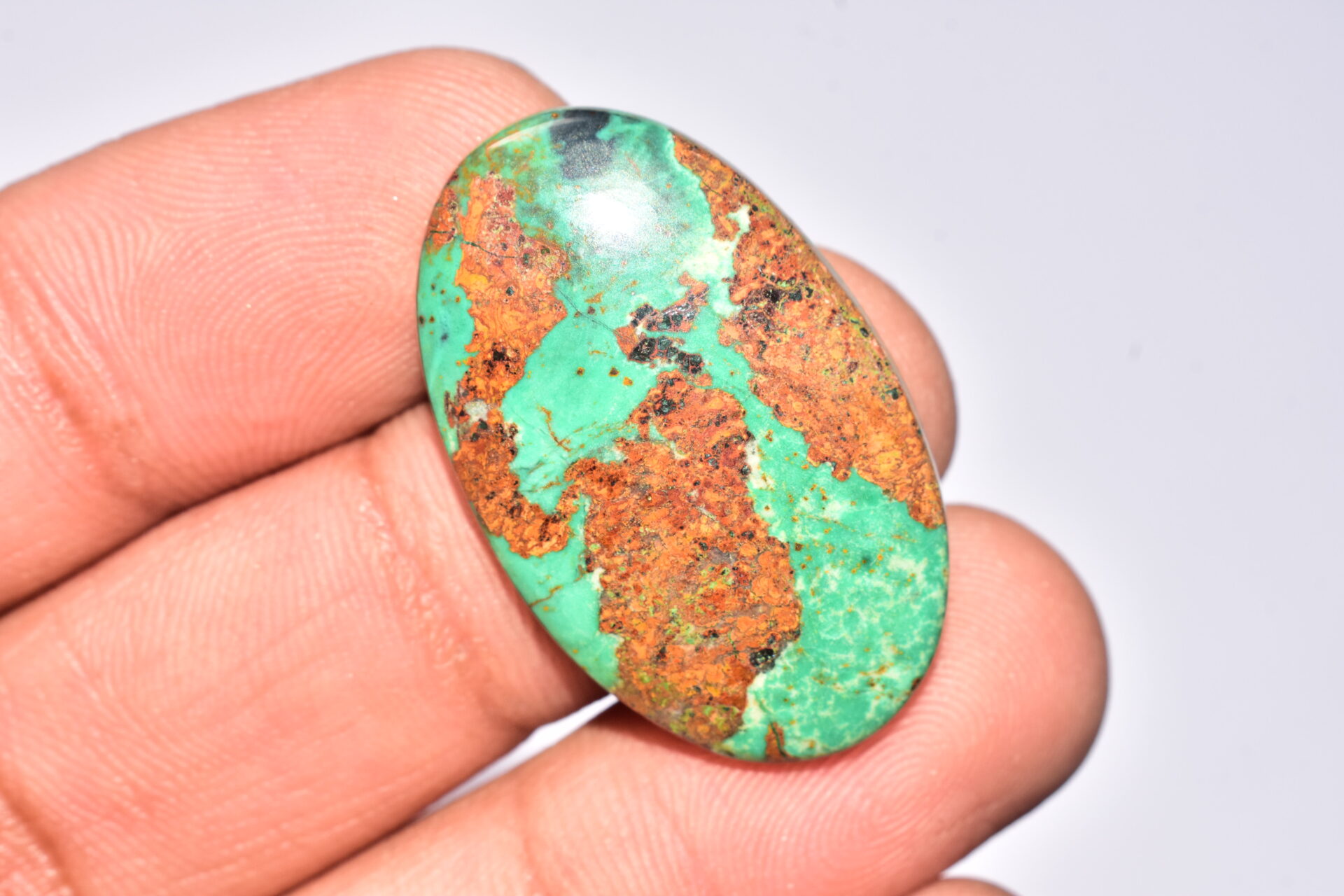 Sanora Chrysocolla Cabochon / Sanora Chrysocolla Gemstone / For Jewelry / Oval Shape / 31.10 Ct. / 33x20x5 mm. / Loose Gemstone / Q-991