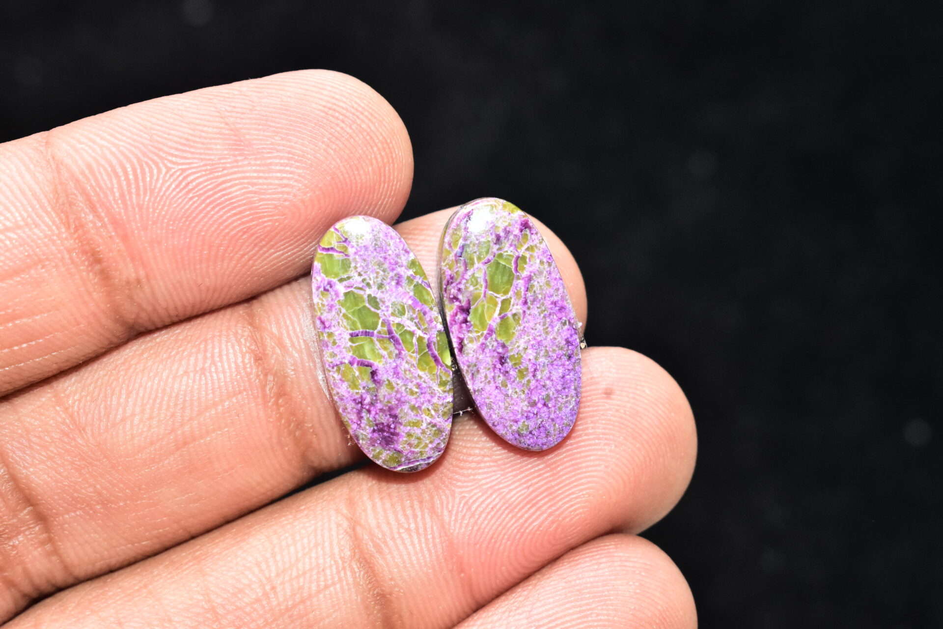 Stichtite With Serpentine Pair Cabochon / Stichtite With Serpentine Gemstone / Oval Shape / 15.05 Ct. / 21x10x4 mm. / Loose Gemstone / Q-846 - Image 3