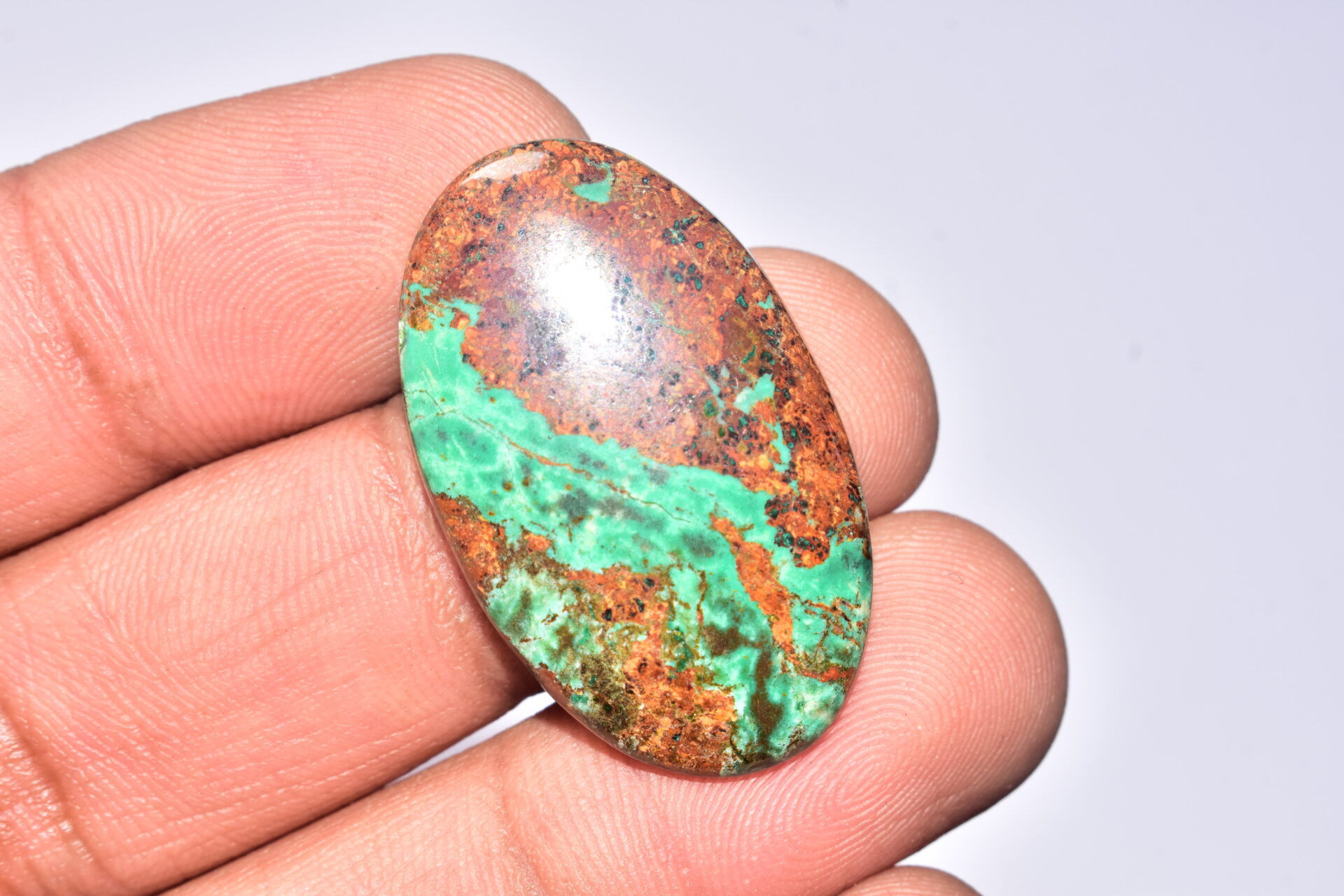 Sanora Chrysocolla Cabochon / Sanora Chrysocolla Gemstone / For Jewelry / Oval Shape / 29.05 Ct. / 33x20x5 mm. / Loose Gemstone / Q-961 - Image 3