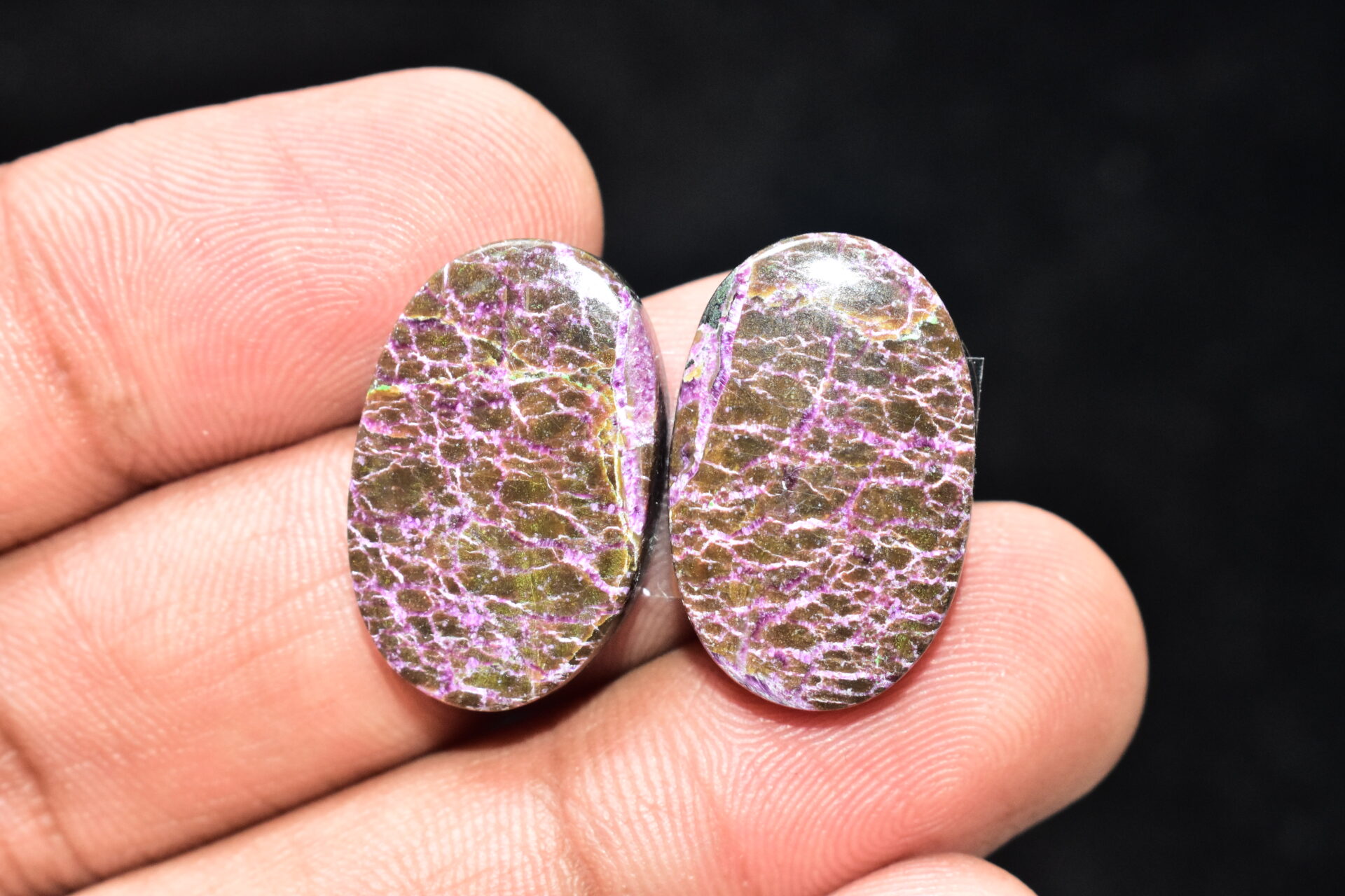 Stichtite With Serpentine Pair Cabochon / Stichtite With Serpentine Gemstone / Oval Shape / 24.95 Ct. / 22x14x4 mm. / Loose Gemstone / Q-844 - Image 3