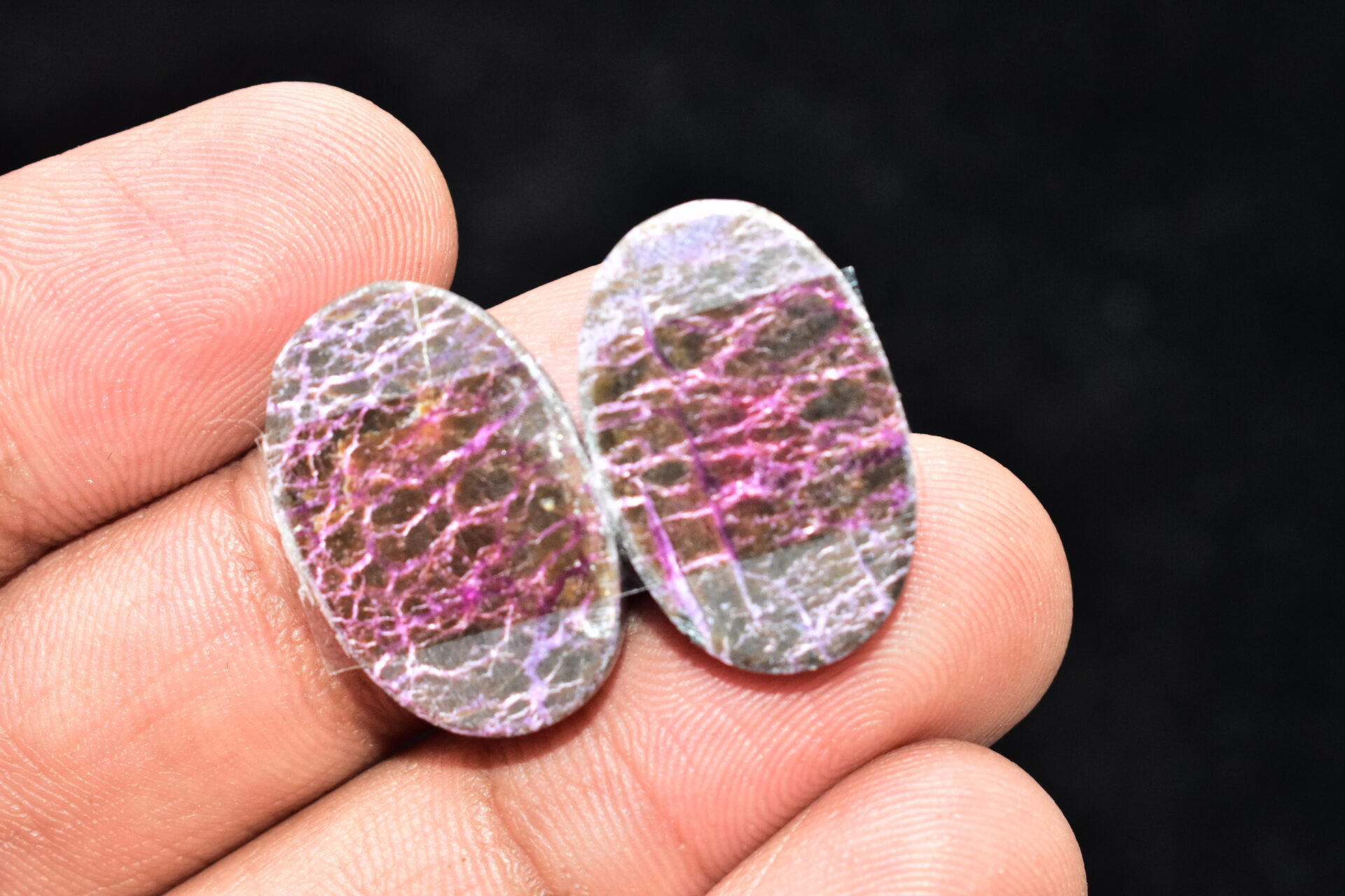 Stichtite With Serpentine Pair Cabochon / Stichtite With Serpentine Gemstone / Oval Shape / 24.95 Ct. / 22x14x4 mm. / Loose Gemstone / Q-844 - Image 4