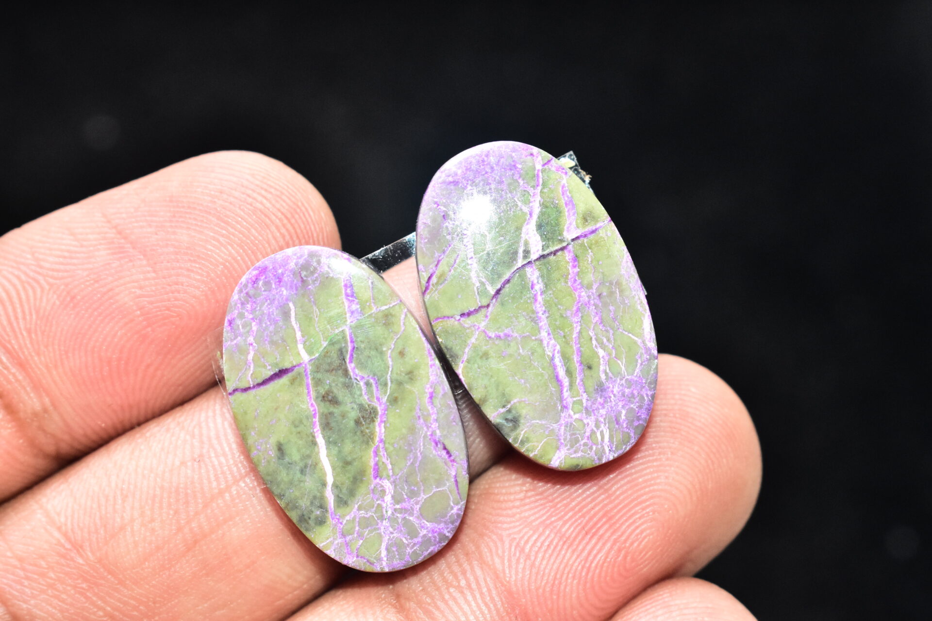 Stichtite With Serpentine Pair Cabochon / Stichtite With Serpentine Gemstone / Oval Shape / 23.60 Ct. / 24x15x4 mm. / Loose Gemstone / Q-843 - Image 3