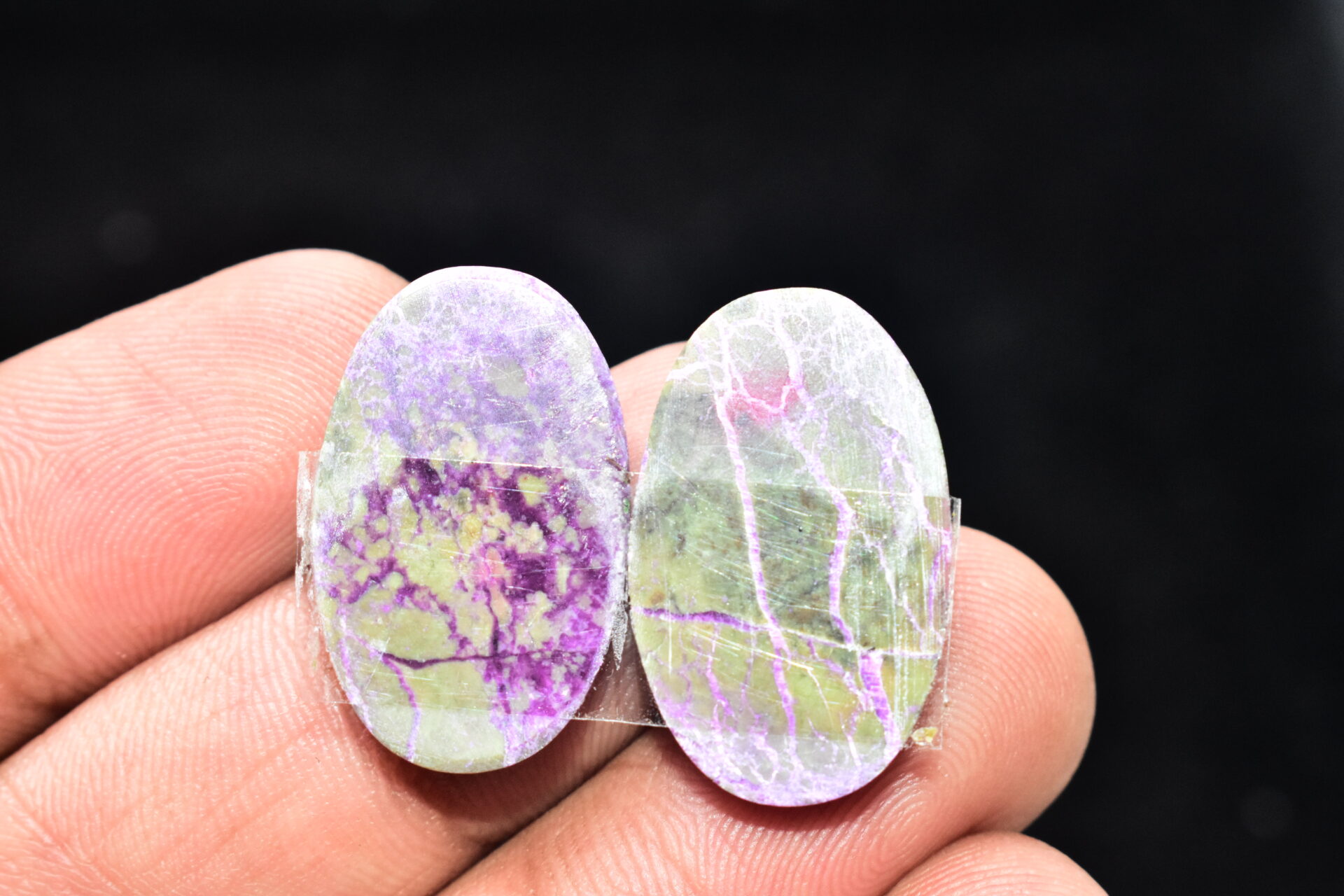 Stichtite With Serpentine Pair Cabochon / Stichtite With Serpentine Gemstone / Oval Shape / 23.60 Ct. / 24x15x4 mm. / Loose Gemstone / Q-843 - Image 4