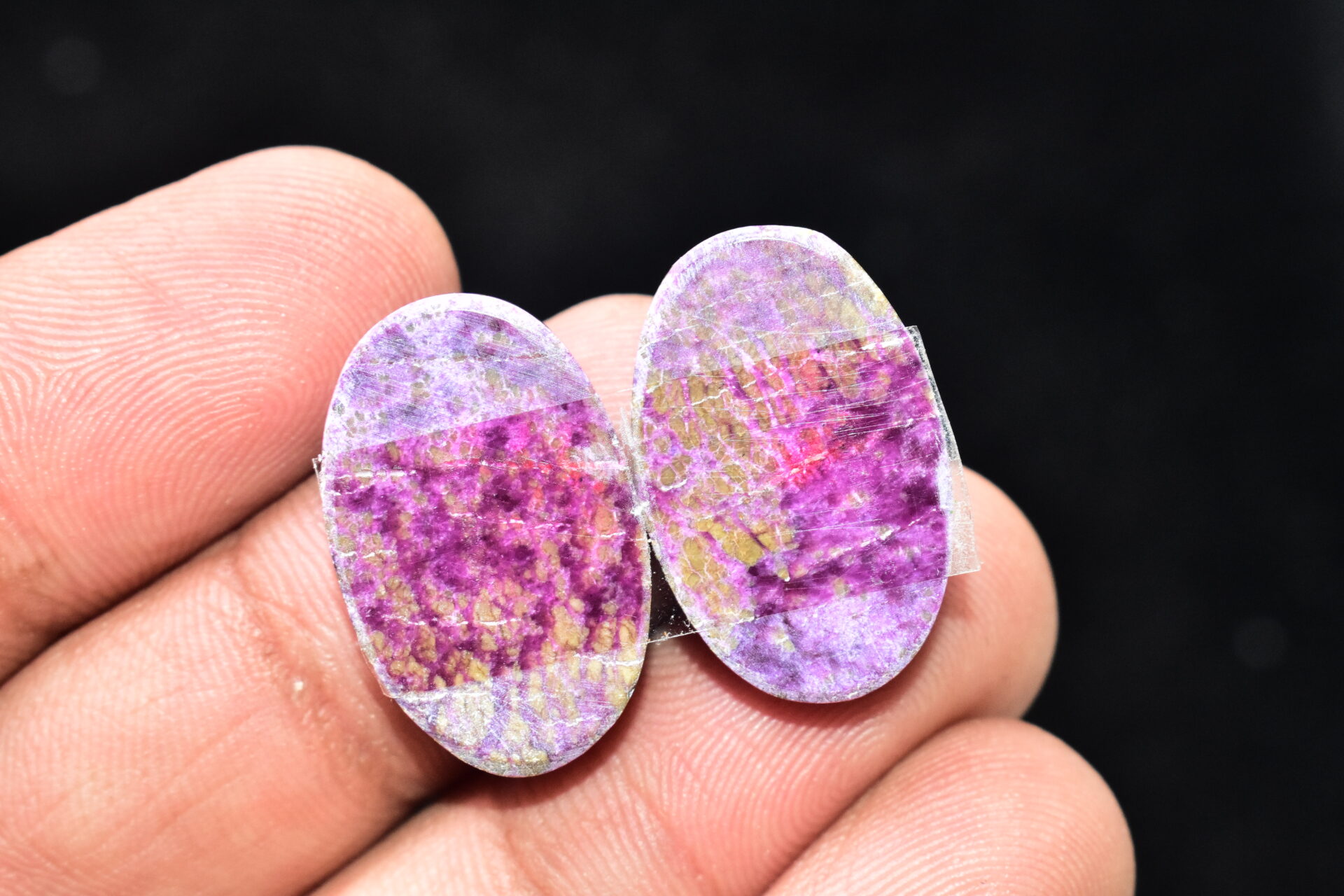 Stichtite With Serpentine Pair Cabochon / Stichtite With Serpentine Gemstone / Oval Shape / 22.80 Ct. / 23x14x4 mm. / Loose Gemstone / Q-857 - Image 4