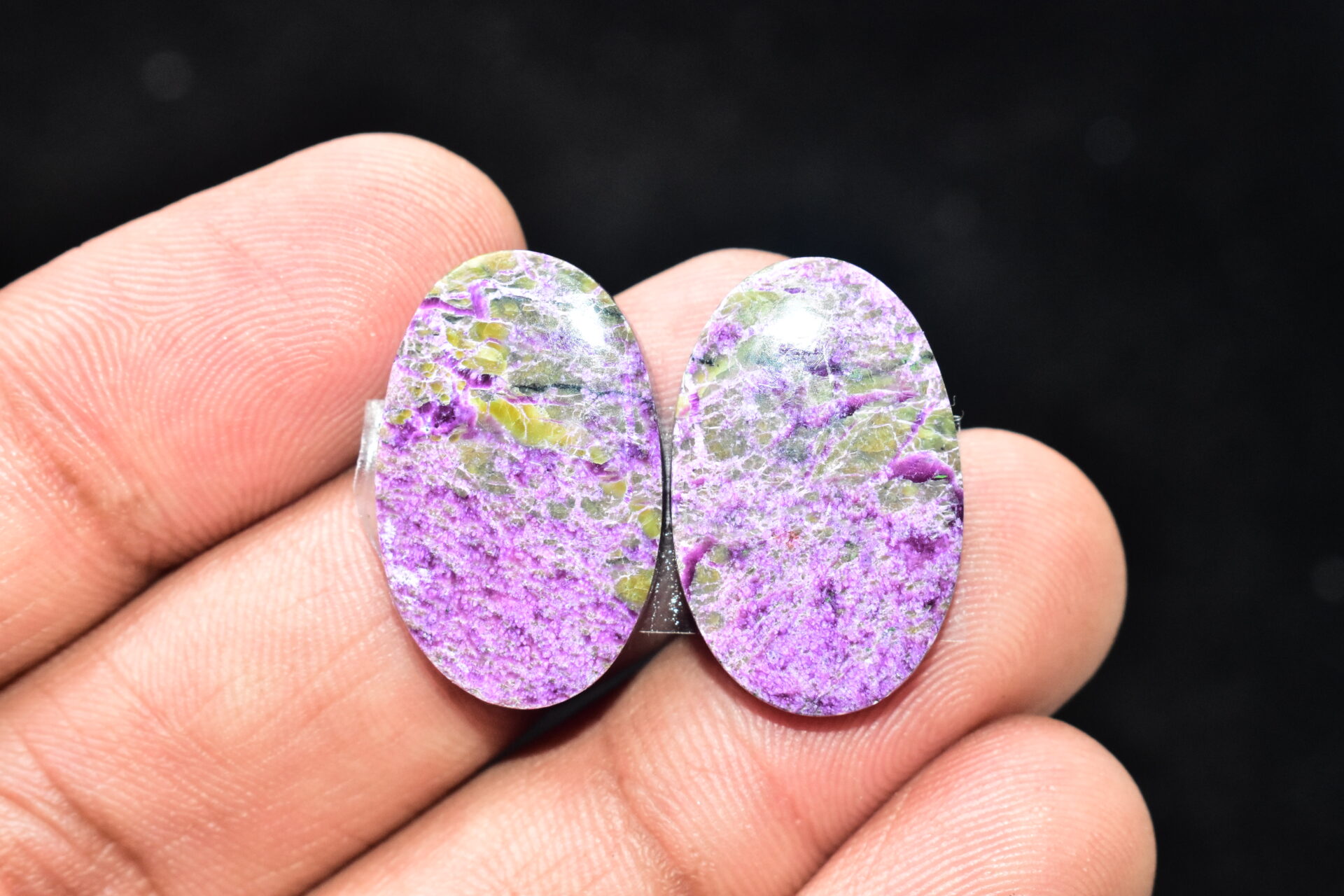 Stichtite With Serpentine Pair Cabochon / Stichtite With Serpentine Gemstone / Oval Shape / 18.50 Ct. / 24x15x3 mm. / Loose Gemstone / Q-851 - Image 3