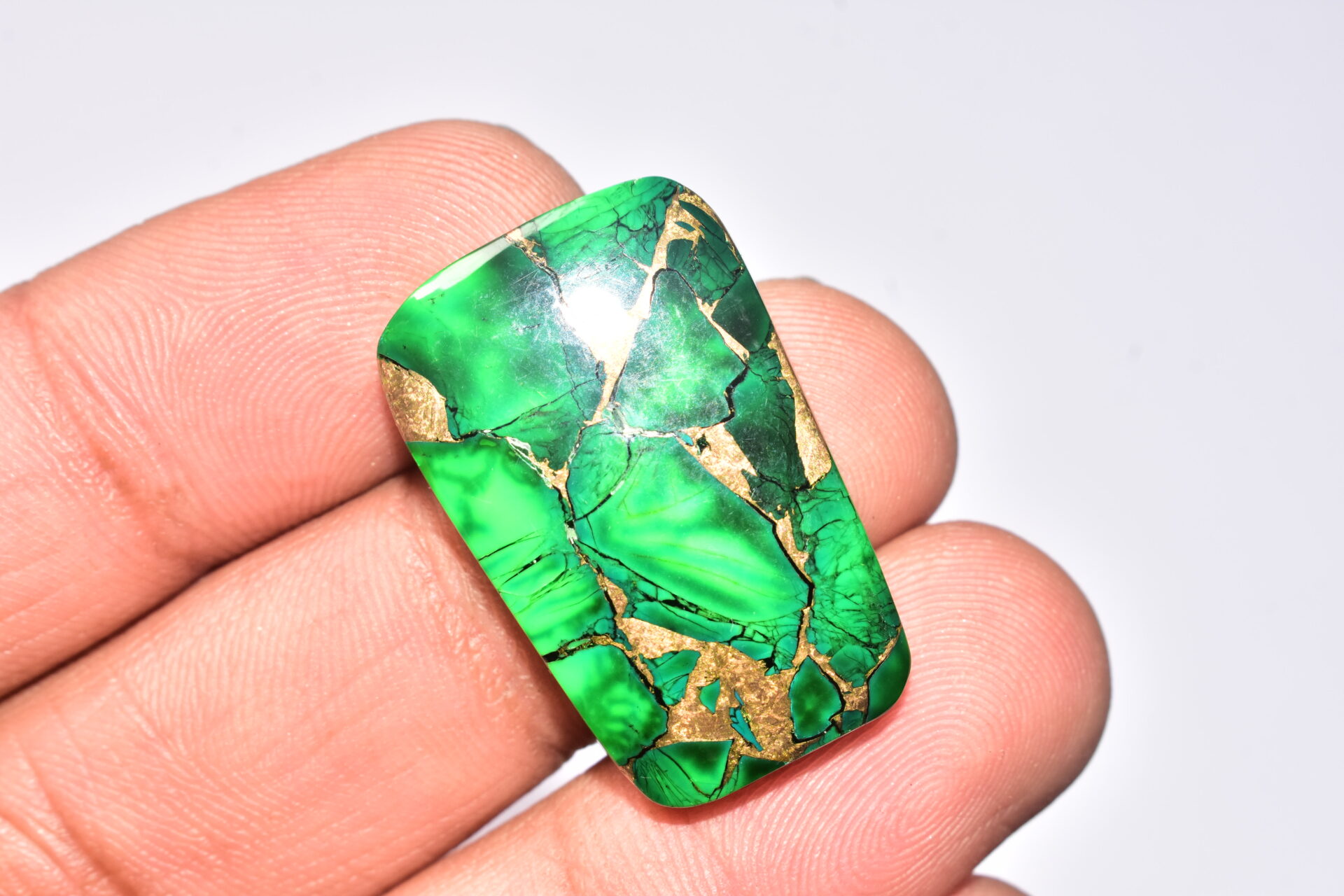 Green Dahlia Copper Turquoise Cabochon / Green Dahlia Copper Turquoise Gemstone / Freeform Shape / 33.20 Ct. / 30x19x5 mm. / Q-942 - Image 2