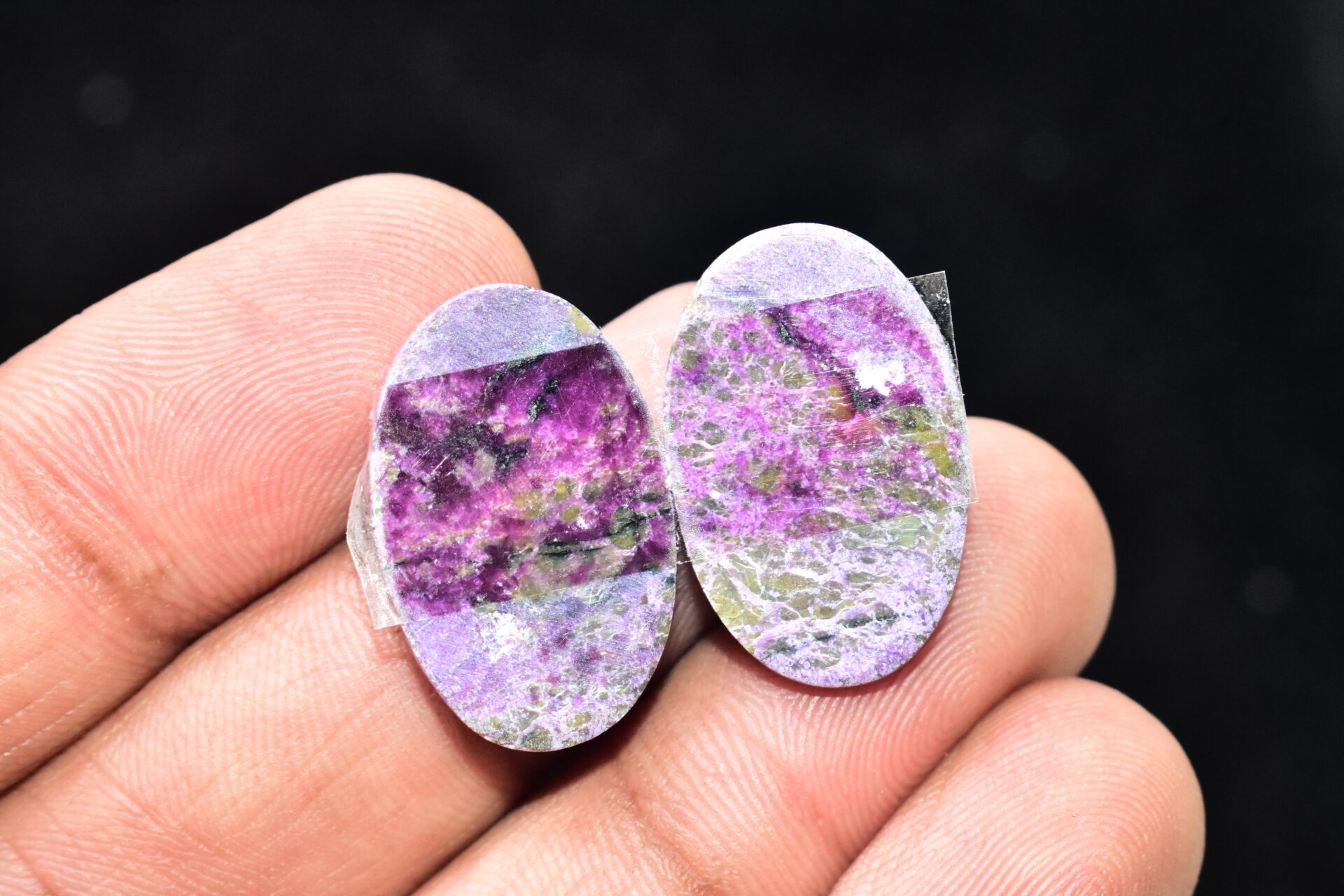 Stichtite With Serpentine Pair Cabochon / Stichtite With Serpentine Gemstone / Oval Shape / 18.50 Ct. / 24x15x3 mm. / Loose Gemstone / Q-851 - Image 4
