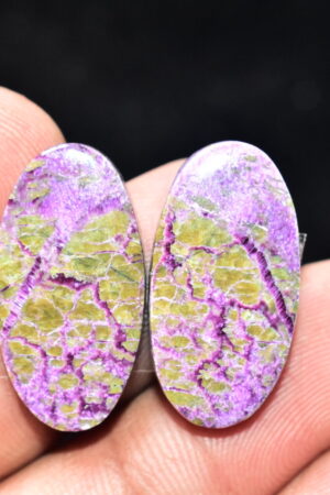 Stichtite With Serpentine Pair Cabochon / Stichtite With Serpentine Gemstone / Oval Shape / 21.45 Ct. / 24x13x4 mm. / Loose Gemstone / Q-848