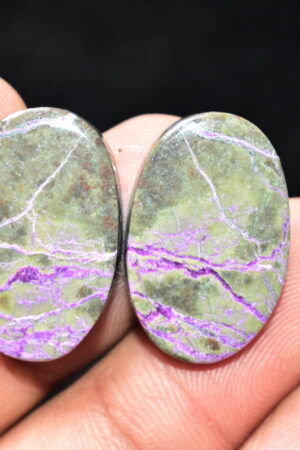 Stichtite With Serpentine Pair Cabochon / Stichtite With Serpentine Gemstone / Oval Shape / 23.45 Ct. / 23x15x4 mm. / Loose Gemstone / Q-850