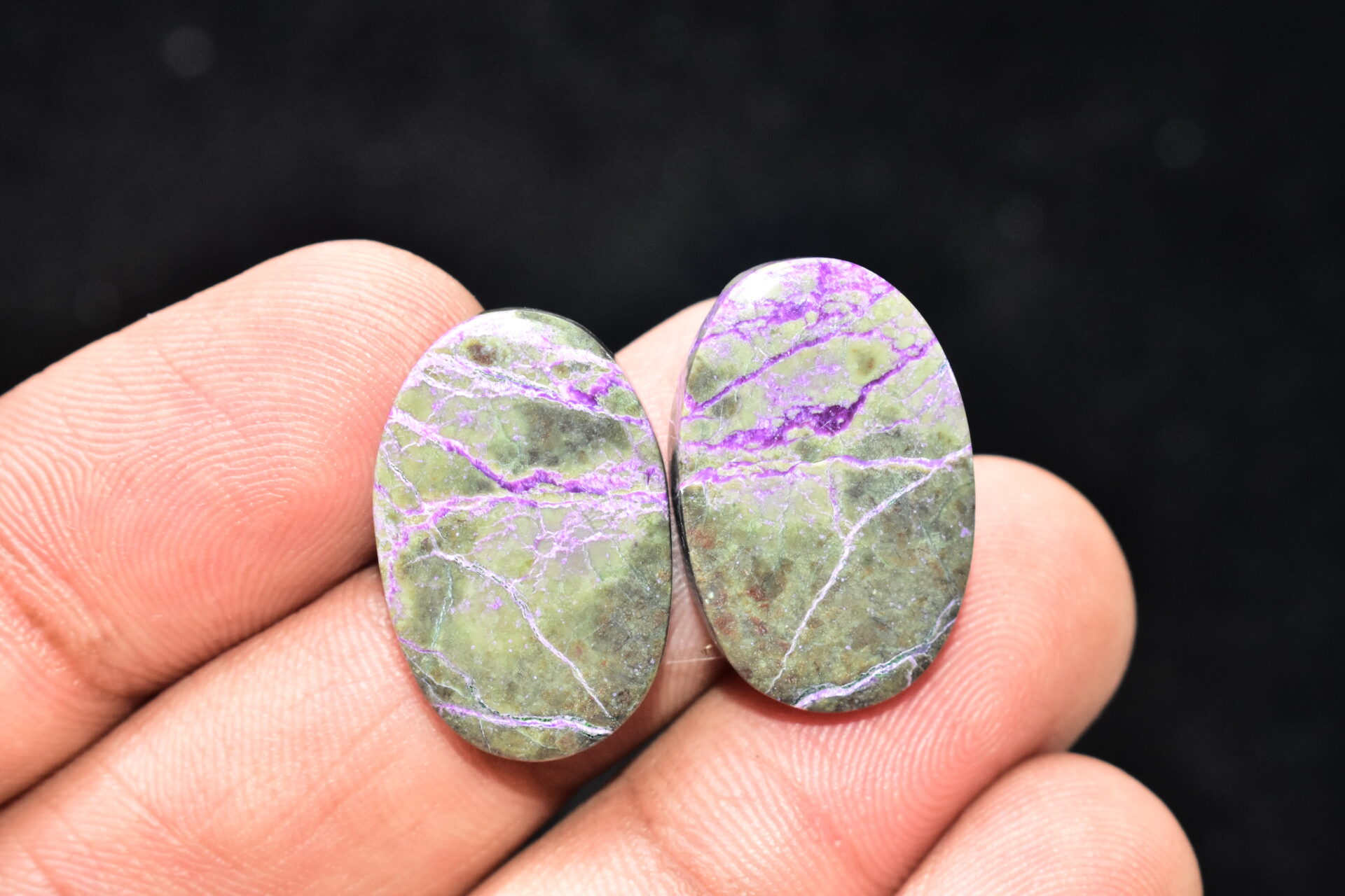 Stichtite With Serpentine Pair Cabochon / Stichtite With Serpentine Gemstone / Oval Shape / 23.45 Ct. / 23x15x4 mm. / Loose Gemstone / Q-850 - Image 3