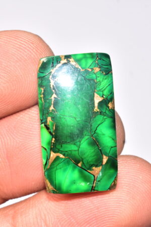 Green Dahlia Copper Turquoise Cabochon / Green Dahlia Copper Turquoise Gemstone / Cushion Shape / 21.95 Ct. / 26x14x4 mm. / Q-952