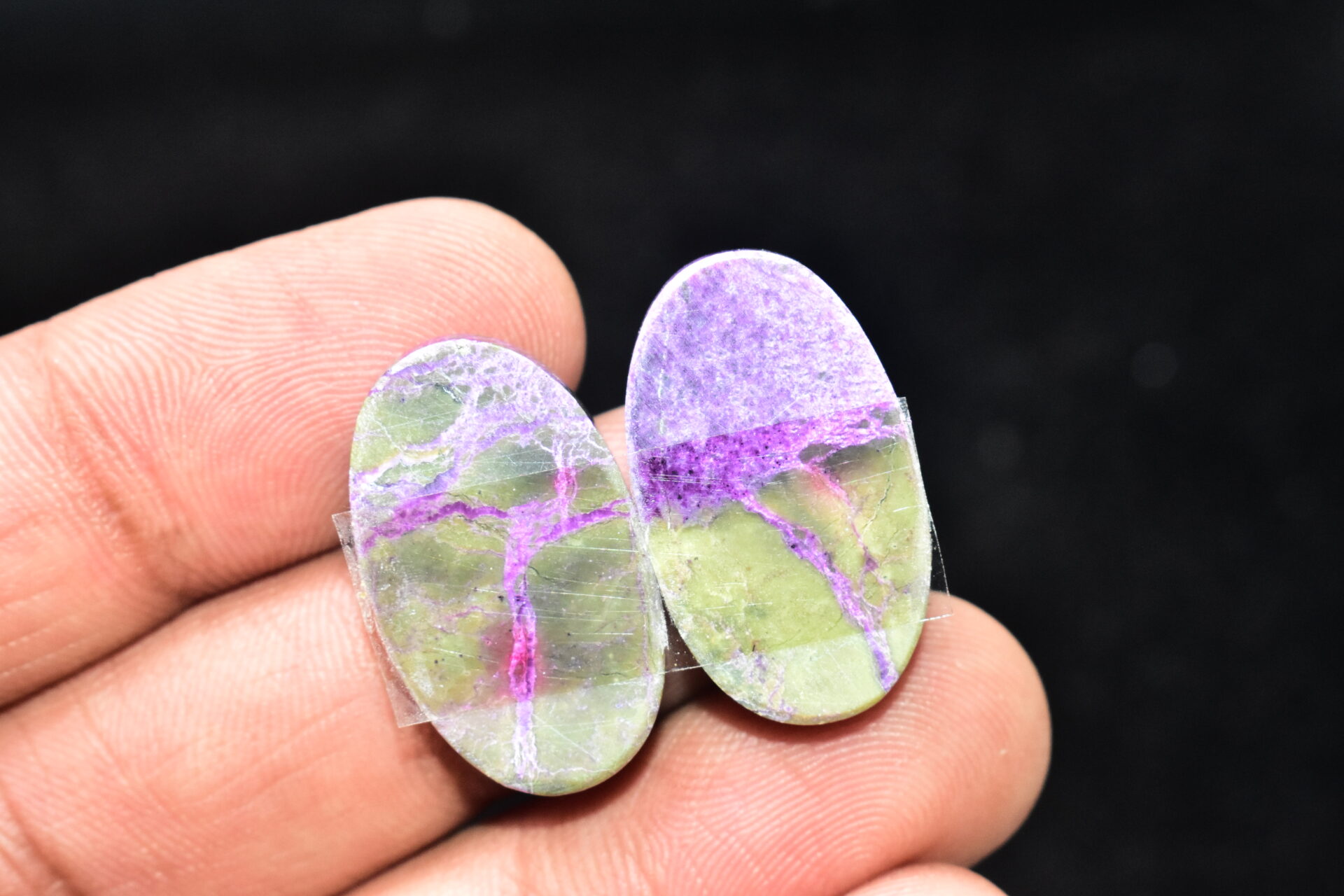 Stichtite With Serpentine Pair Cabochon / Stichtite With Serpentine Gemstone / Oval Shape / 28.35 Ct. / 23x14x4 mm. / Loose Gemstone / Q-858 - Image 4