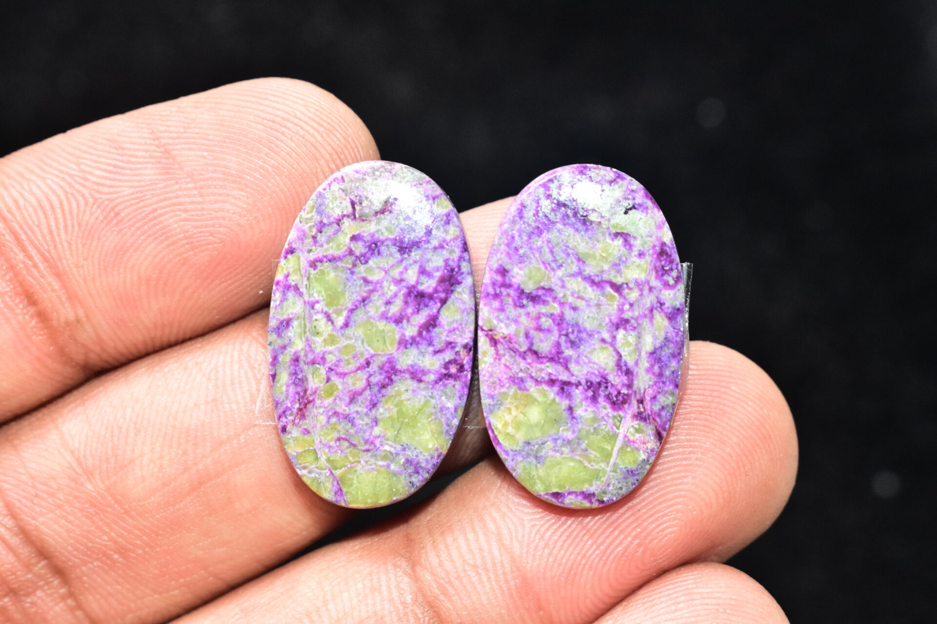 Stichtite With Serpentine Pair Cabochon / Stichtite With Serpentine Gemstone / Oval Shape / 24.95 Ct. / 24x14x4 mm. / Loose Gemstone / Q-854 - Image 2