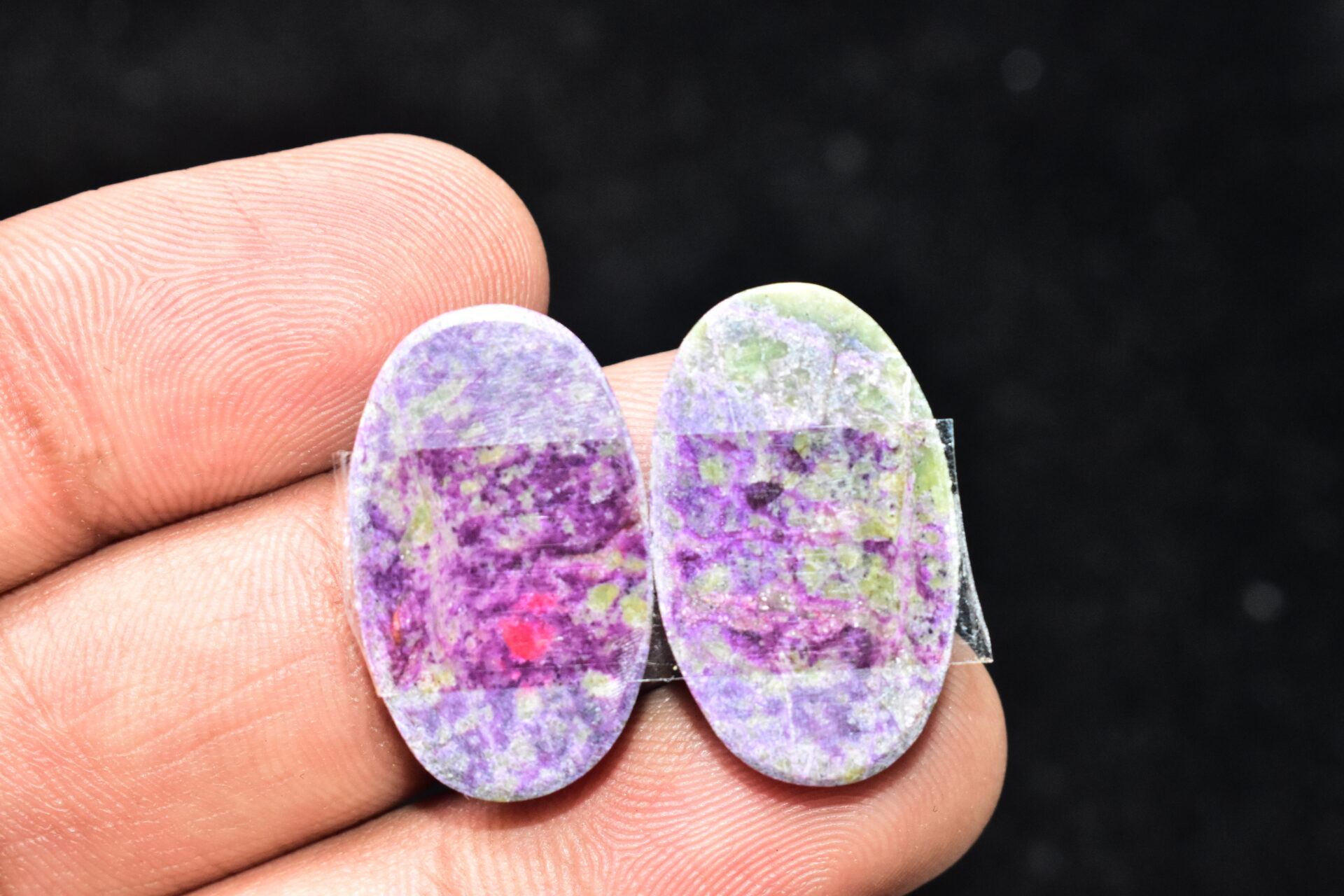 Stichtite With Serpentine Pair Cabochon / Stichtite With Serpentine Gemstone / Oval Shape / 24.95 Ct. / 24x14x4 mm. / Loose Gemstone / Q-854 - Image 4