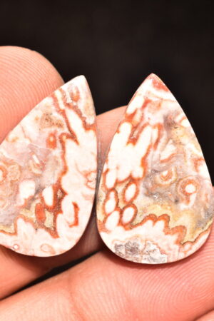 Rosseta Crazy Lace Agate Pair Cabochon / Rosseta Jasper Pair Gemstone / Oval Shape / 32.80 Ct. / 26x16x4 mm. / Loose Gemstone / R-7