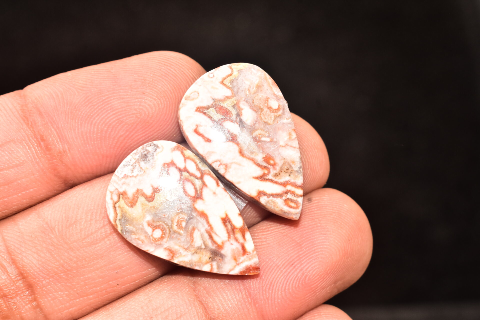 Rosseta Crazy Lace Agate Pair Cabochon / Rosseta Jasper Pair Gemstone / Oval Shape / 32.80 Ct. / 26x16x4 mm. / Loose Gemstone / R-7 - Image 3