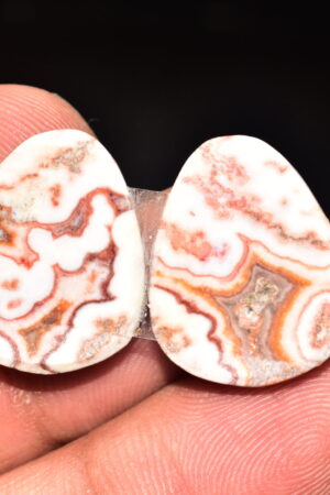 Rosseta Crazy Lace Agate Pair Cabochon / Rosseta Jasper Pair Gemstone / Freeform Shape / 25.90 Ct. / 20x22x4 mm. / Loose Gemstone / R-4