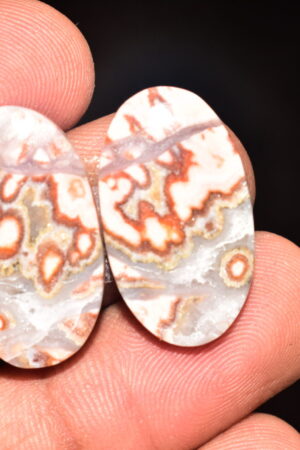 Rosseta Crazy Lace Agate Pair Cabochon / Rosseta Jasper Pair Gemstone / Oval Shape / 31.45 Ct. / 25x15x5 mm. / Loose Gemstone / R-1