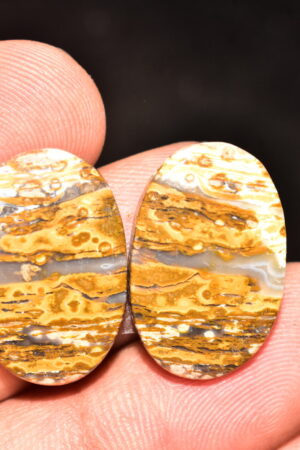 Ocean Jasper Pair Cabochon / Top Quality Ocean Jasper Pair Gemstone / Oval Shape / 24.95 Ct. / 22x14x4 mm. Loose Gemstone / Q-982