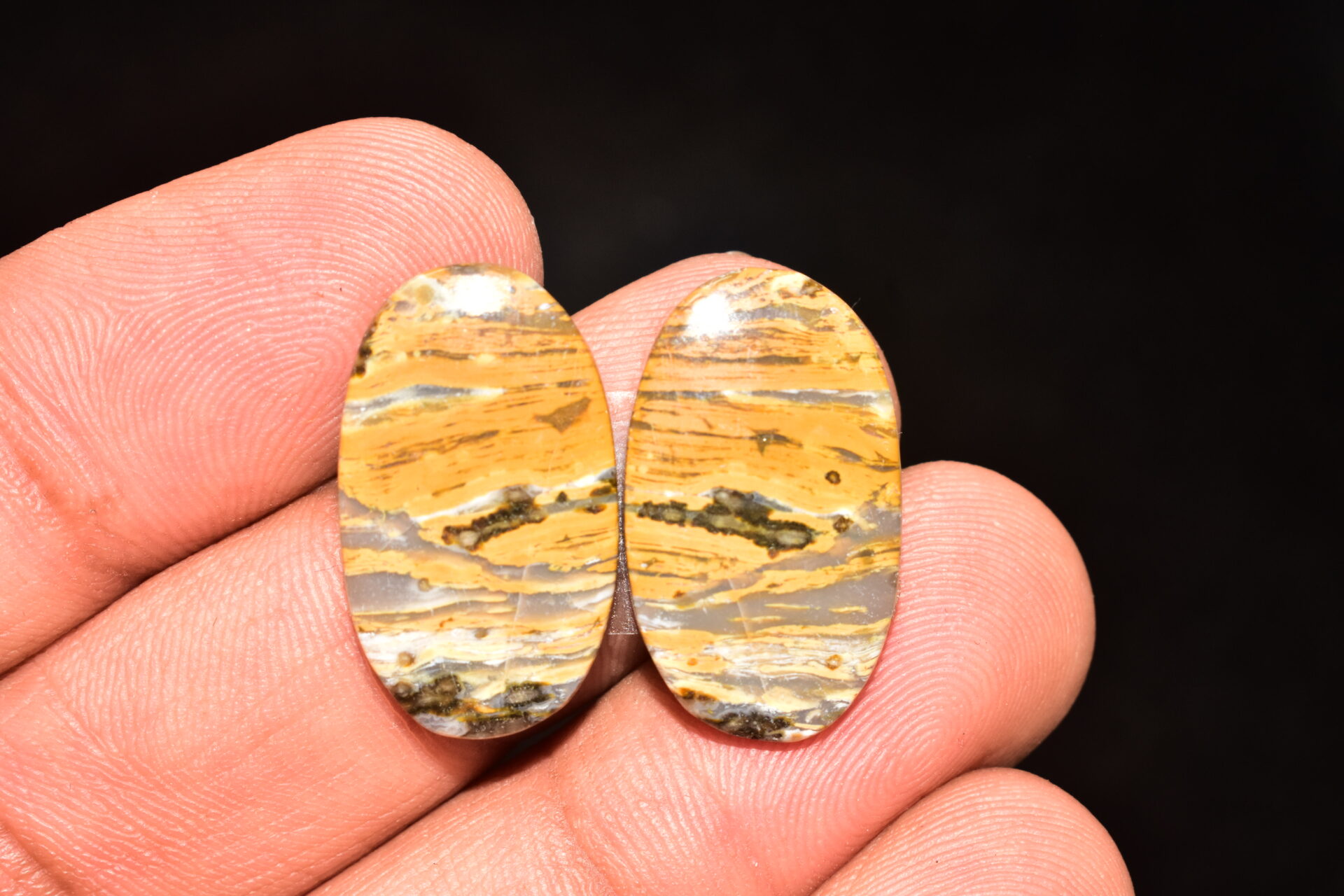 Ocean Jasper Pair Cabochon / Top Quality Ocean Jasper Pair Gemstone / Oval Shape / 22.30 Ct. / 23x14x4 mm. Loose Gemstone / Q-965