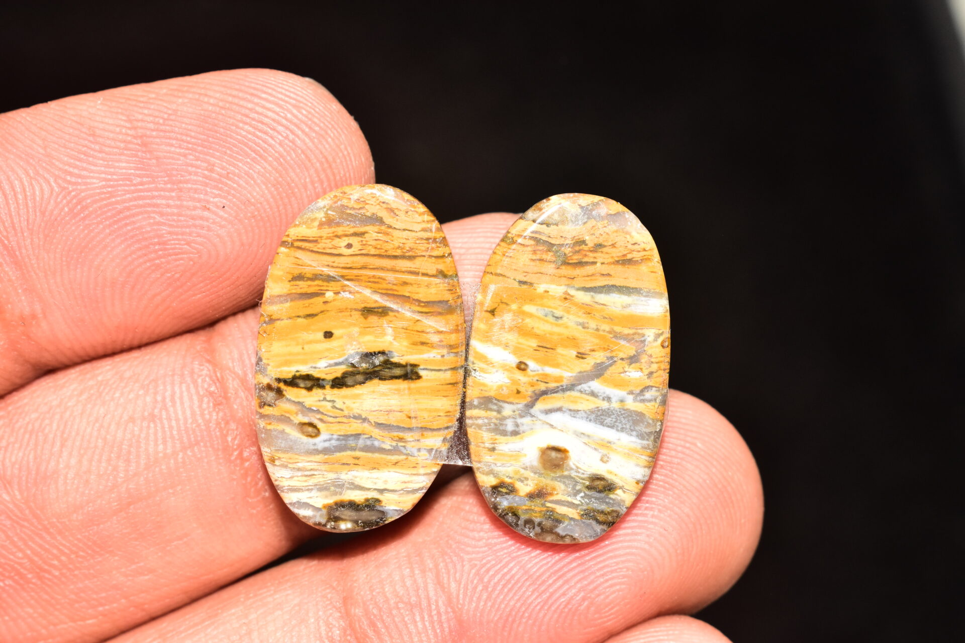 Ocean Jasper Pair Cabochon / Top Quality Ocean Jasper Pair Gemstone / Oval Shape / 22.30 Ct. / 23x14x4 mm. Loose Gemstone / Q-965 - Image 4