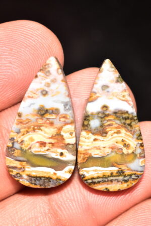 Ocean Jasper Pair Cabochon / Top Quality Ocean Jasper Pair Gemstone / Pear Shape / 21.95 Ct. / 26x14x4 mm. Loose Gemstone / Q-970