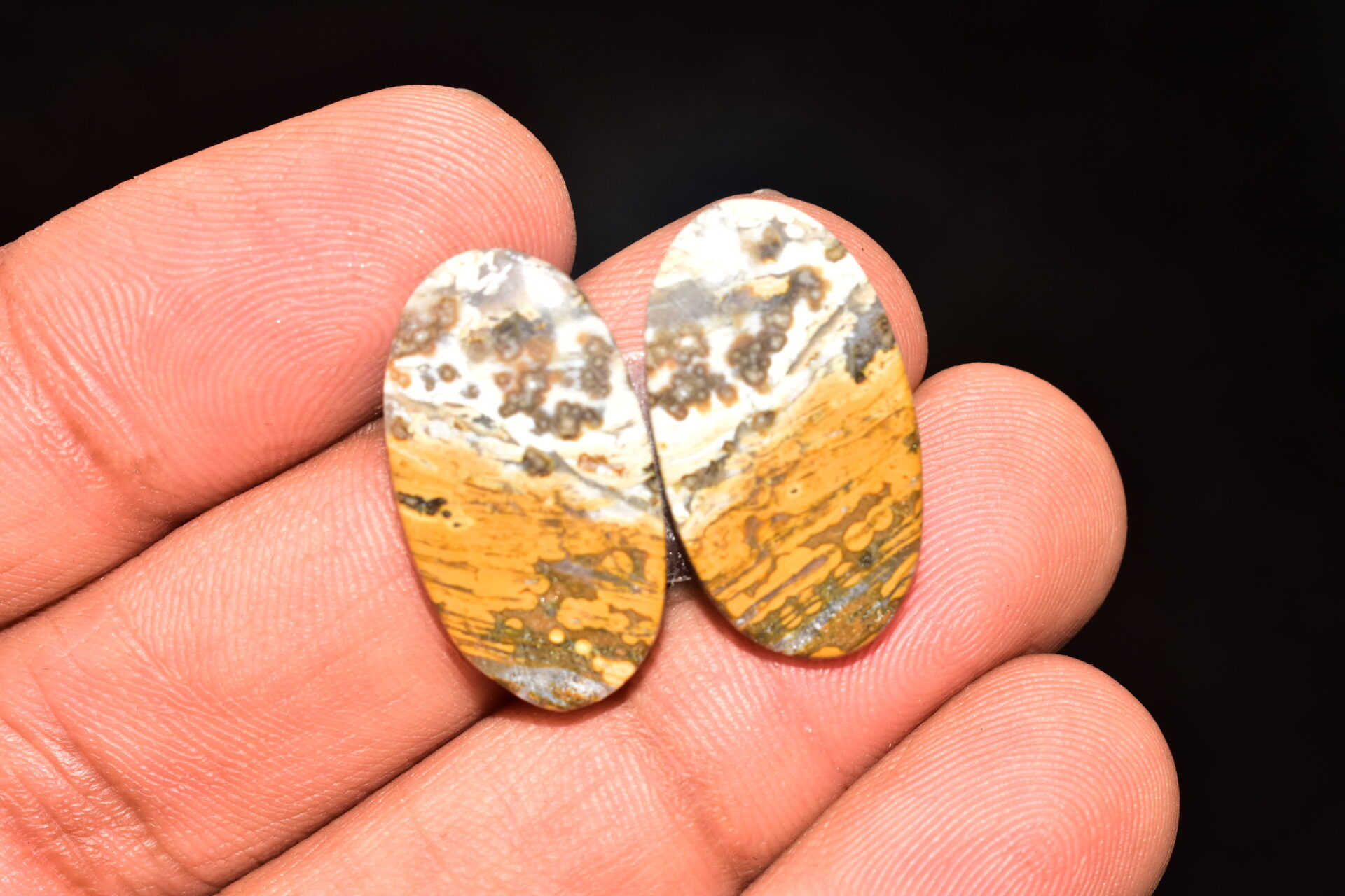 Ocean Jasper Pair Cabochon / Top Quality Ocean Jasper Pair Gemstone / Oval Shape / 23.30 Ct. / 24x13x4 mm. Loose Gemstone / Q-983