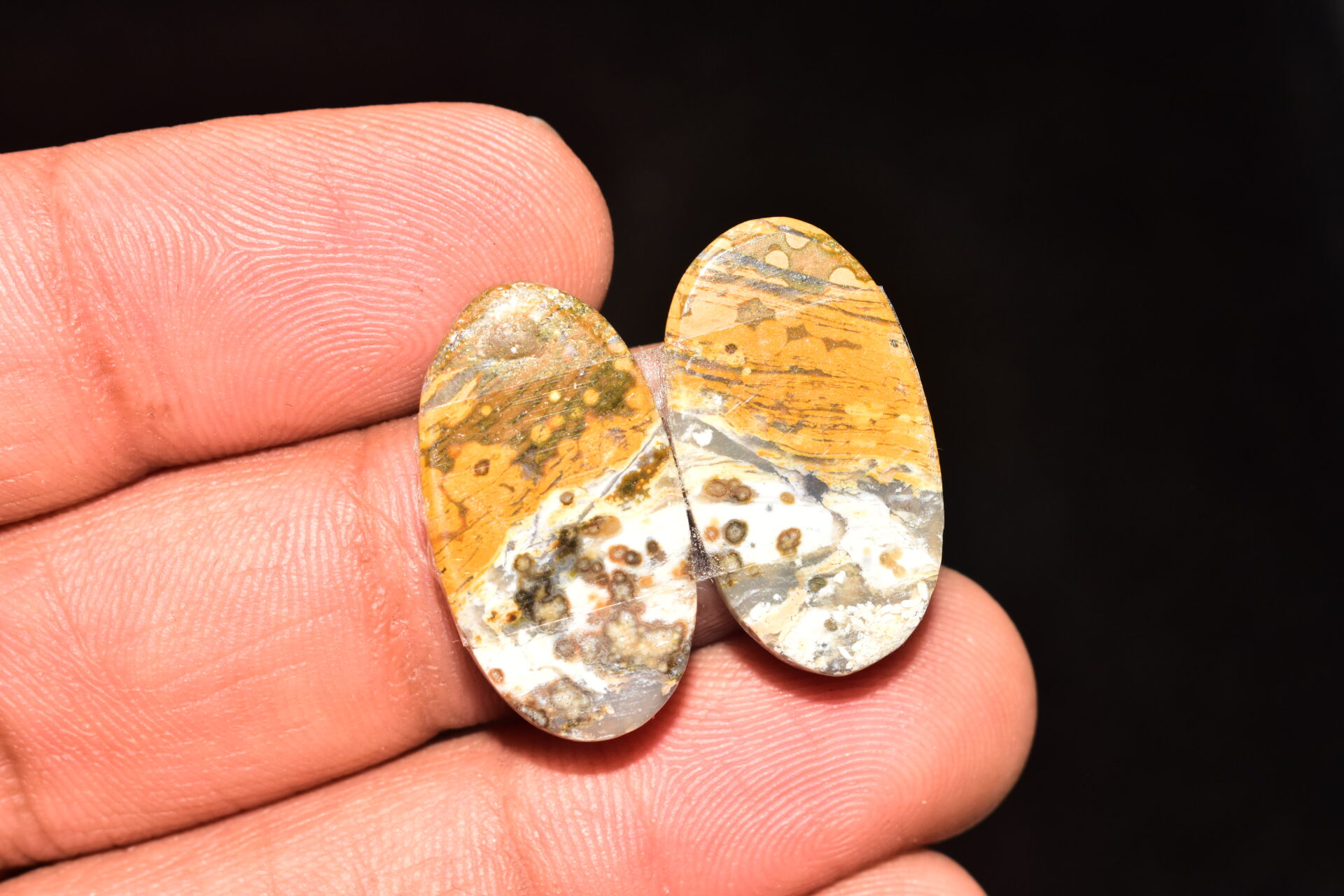 Ocean Jasper Pair Cabochon / Top Quality Ocean Jasper Pair Gemstone / Oval Shape / 23.30 Ct. / 24x13x4 mm. Loose Gemstone / Q-983 - Image 4