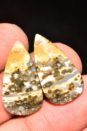 Ocean Jasper Pair Cabochon / Top Quality Ocean Jasper Pair Gemstone / Pear Shape / 21.95 Ct. / 26x14x4 mm. Loose Gemstone / Q-970