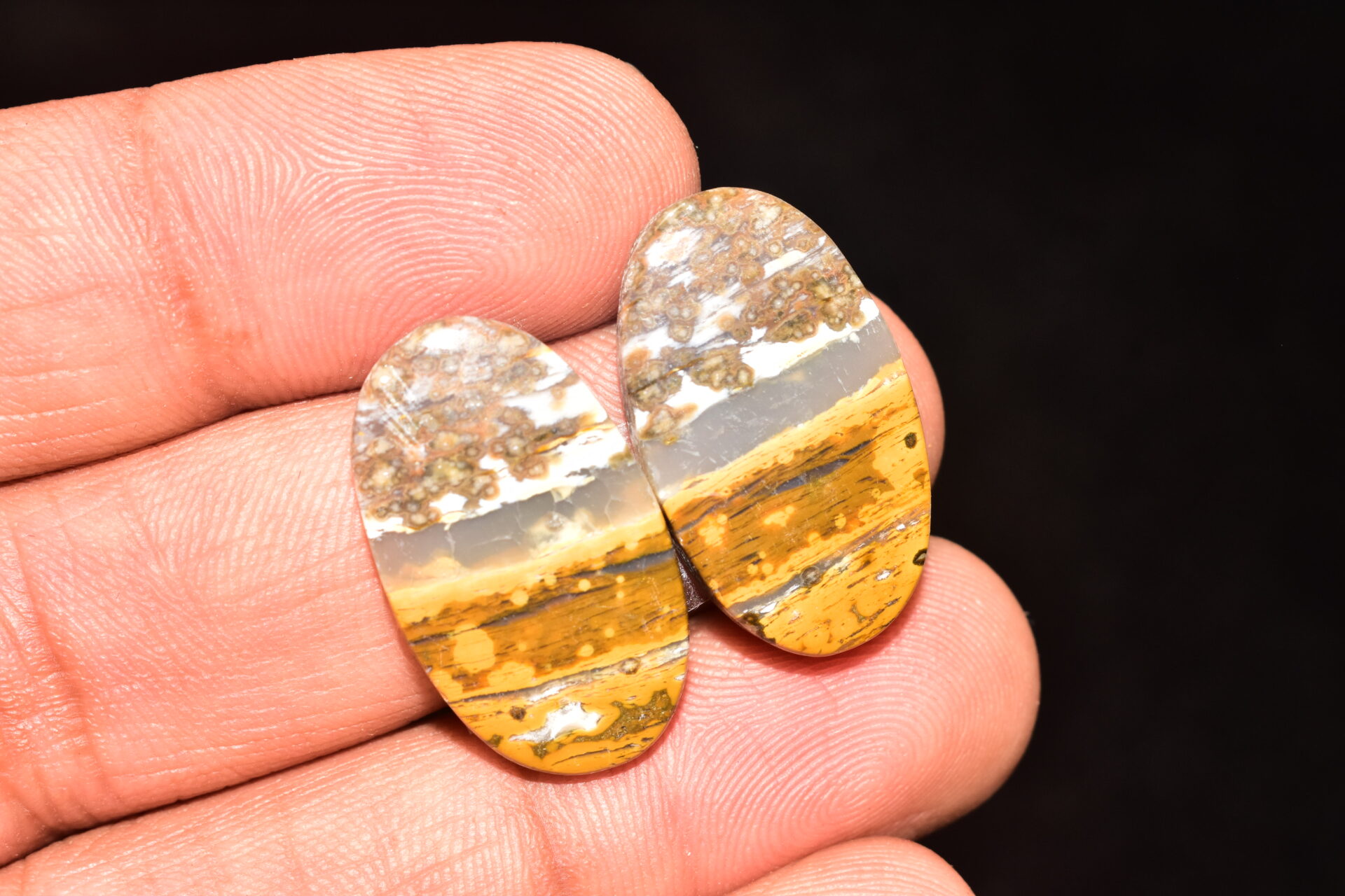 Ocean Jasper Pair Cabochon / Top Quality Ocean Jasper Pair Gemstone / Oval Shape / 28.75 Ct. / 25x14x4 mm. Loose Gemstone / Q-966 - Image 2