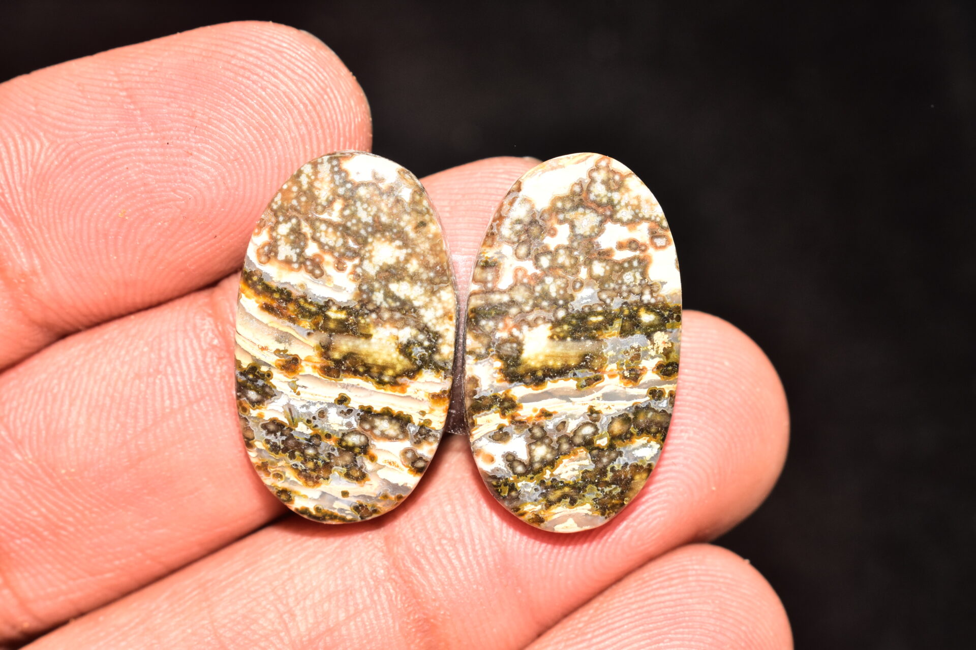Ocean Jasper Pair Cabochon / Top Quality Ocean Jasper Pair Gemstone / Oval Shape / 32.65 Ct. / 25x14x5 mm. Loose Gemstone / Q-979