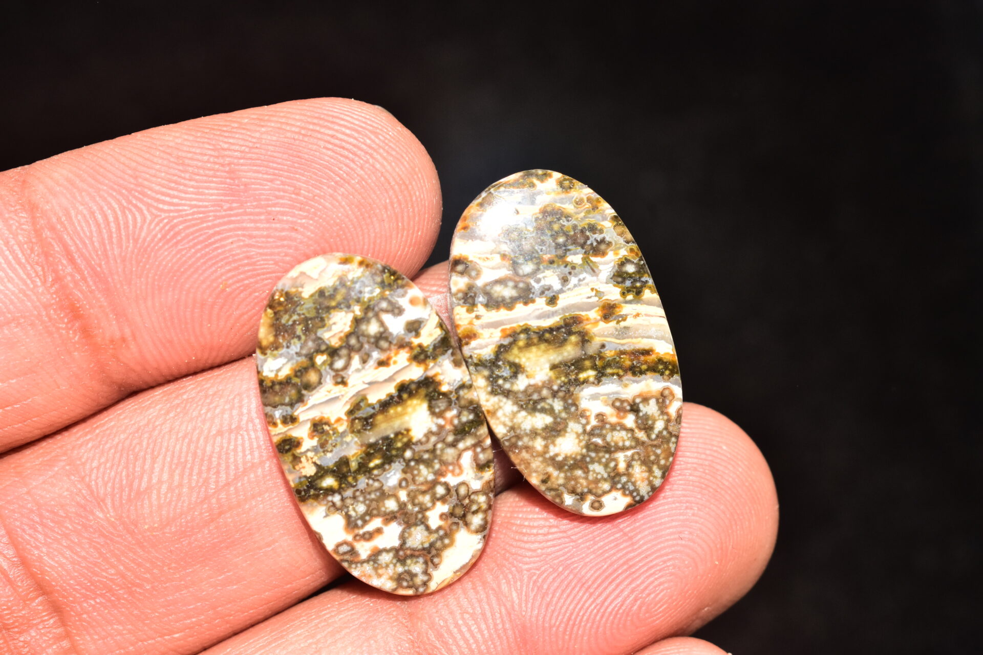 Ocean Jasper Pair Cabochon / Top Quality Ocean Jasper Pair Gemstone / Oval Shape / 32.65 Ct. / 25x14x5 mm. Loose Gemstone / Q-979 - Image 3