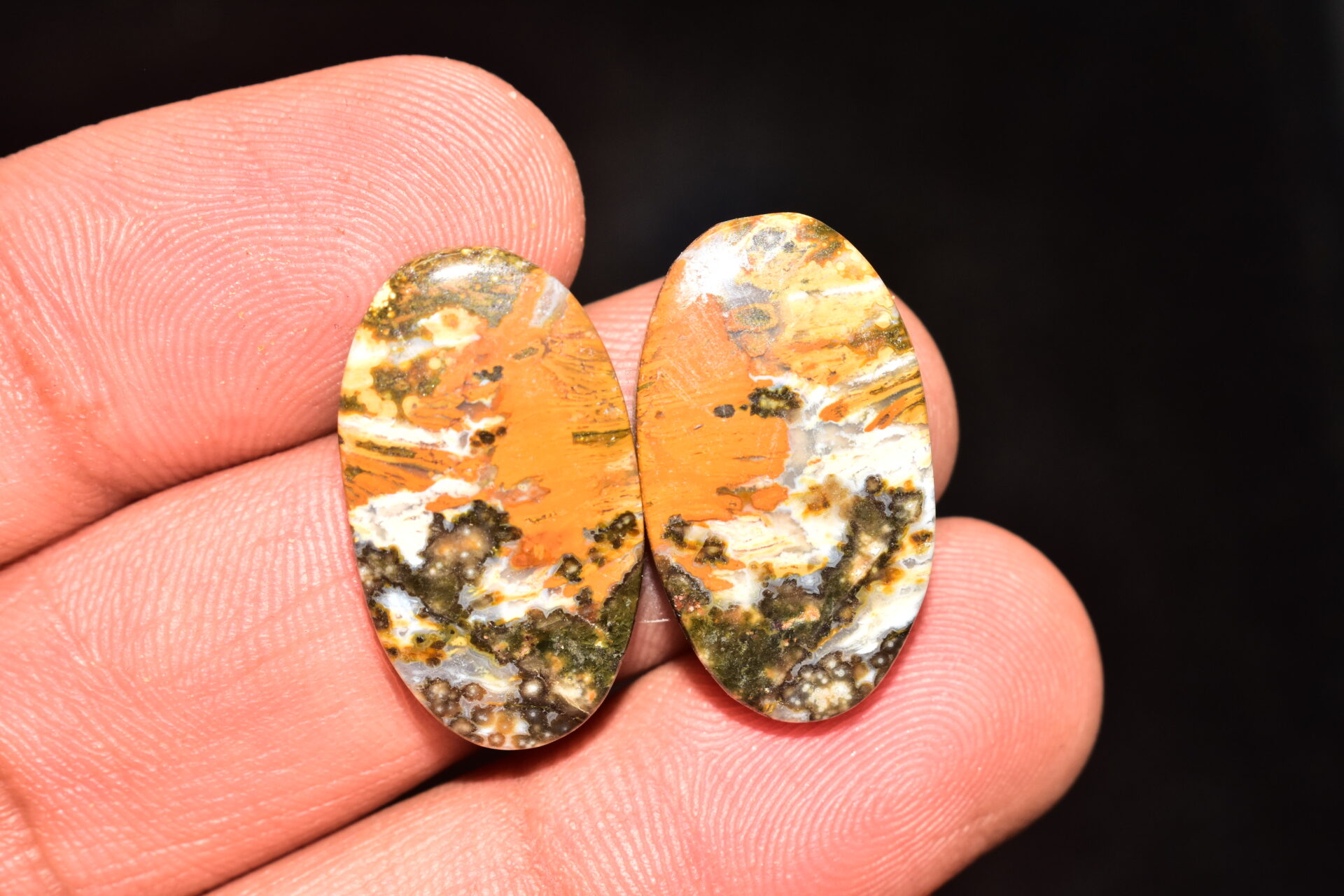 Ocean Jasper Pair Cabochon / Top Quality Ocean Jasper Pair Gemstone / Oval Shape / 29.95 Ct. / 24x13x5 mm. Loose Gemstone / Q-977