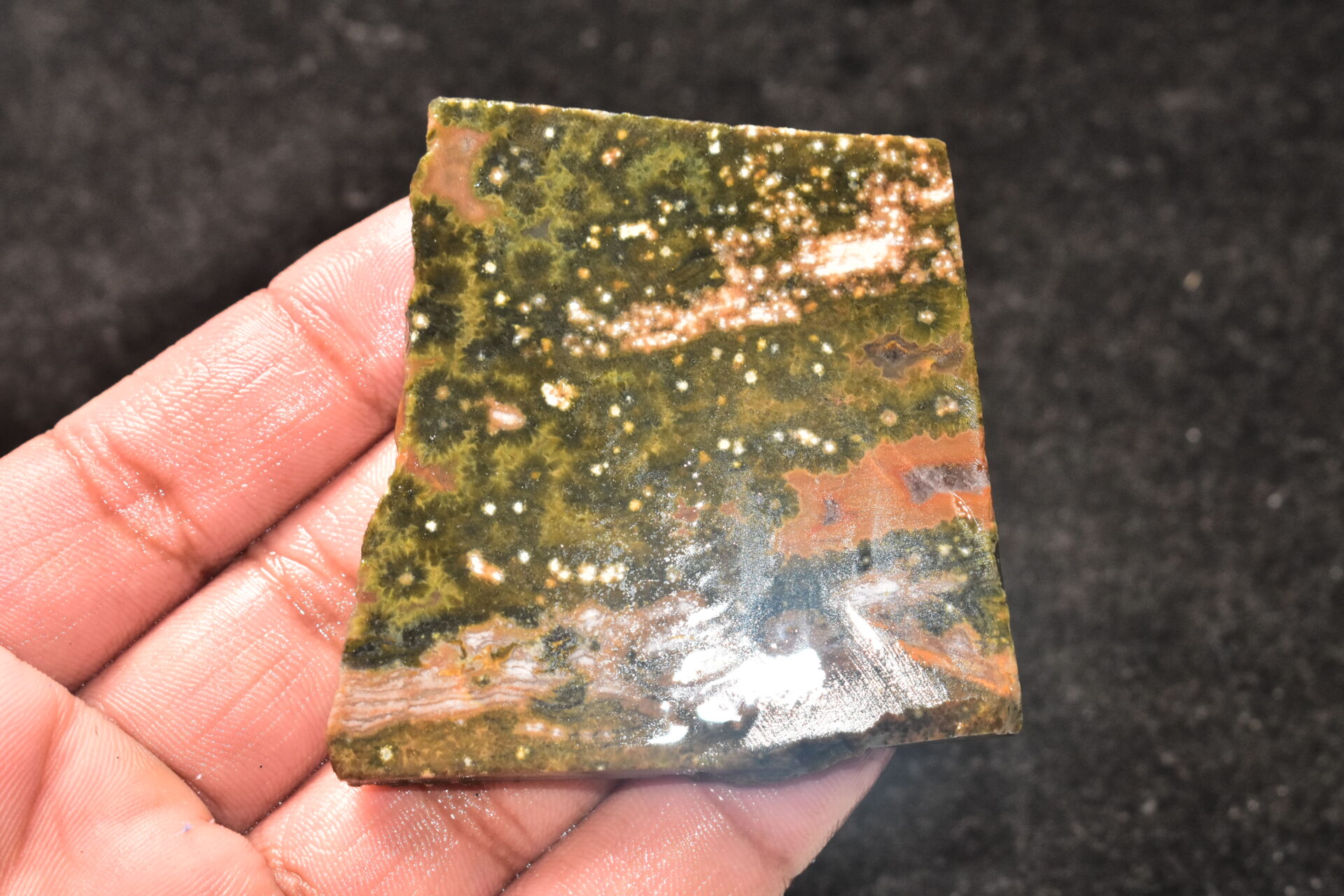 Ocean Jasper Slice Cabochon / Top Quality Ocean Jasper Gemstone / Slice / 235.05 Ct. / 62x60x6 mm. Loose Gemstone A-212 - Image 3