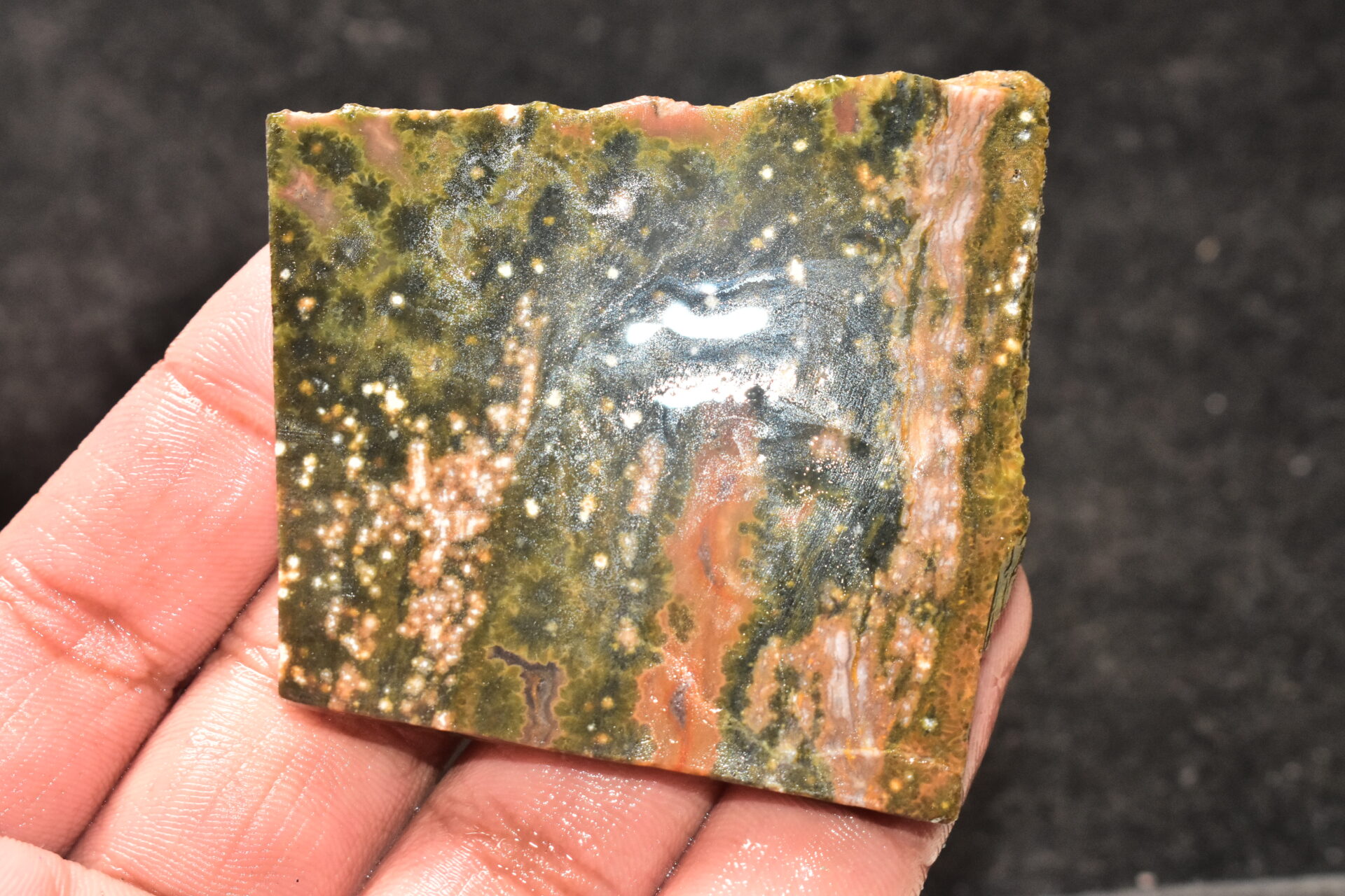 Ocean Jasper Slice Cabochon / Top Quality Ocean Jasper Gemstone / Slice / 235.05 Ct. / 62x60x6 mm. Loose Gemstone A-212 - Image 5