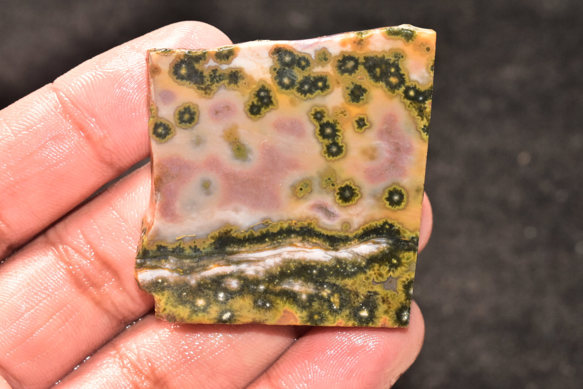 Ocean Jasper Slice Cabochon / Top Quality Ocean Jasper Gemstone / Slice / 140.10 Ct. / 47x45x5 mm. Loose Gemstone A-221