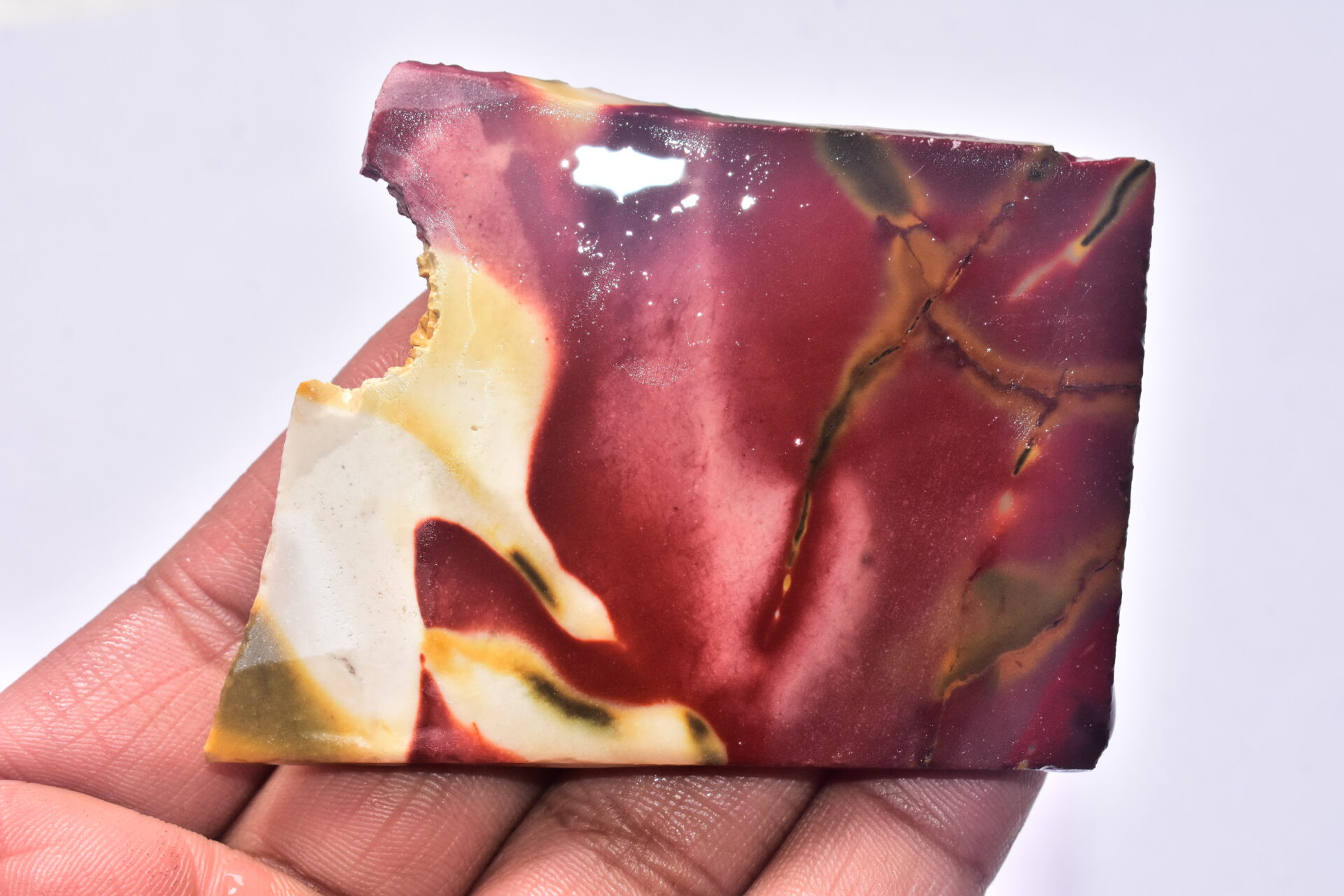 Mookaite Slice Cabochon / Red & Yellow Mookaite Slice Gemstone / Slice / 37.85 Ct. / 76x62x5 mm. / Loose Gemstone / A-230 - Image 2