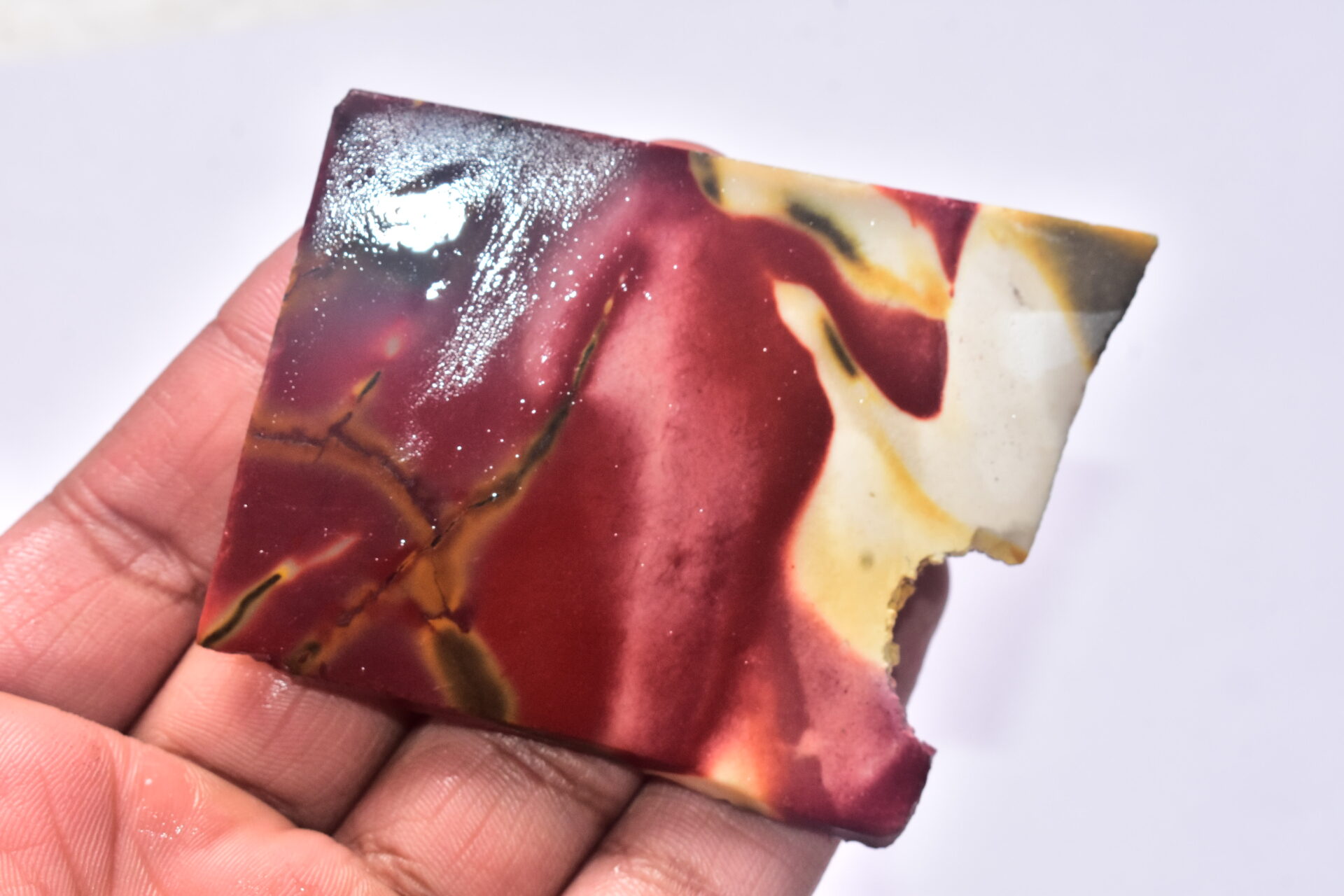 Mookaite Slice Cabochon / Red & Yellow Mookaite Slice Gemstone / Slice / 37.85 Ct. / 76x62x5 mm. / Loose Gemstone / A-230 - Image 3