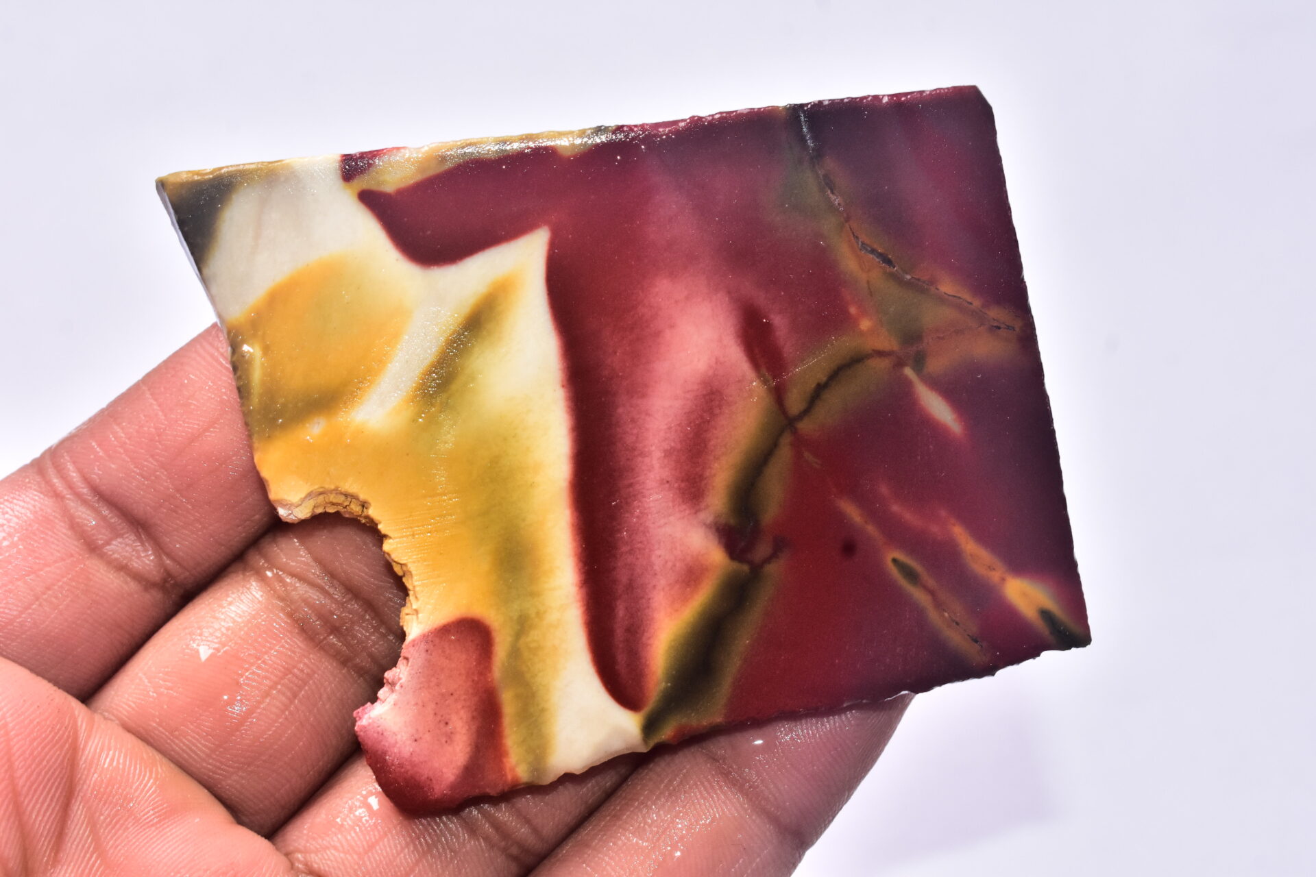 Mookaite Slice Cabochon / Red & Yellow Mookaite Slice Gemstone / Slice / 37.85 Ct. / 76x62x5 mm. / Loose Gemstone / A-230