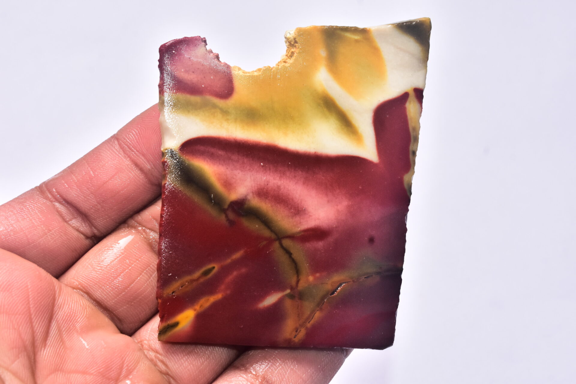 Mookaite Slice Cabochon / Red & Yellow Mookaite Slice Gemstone / Slice / 37.85 Ct. / 76x62x5 mm. / Loose Gemstone / A-230 - Image 5