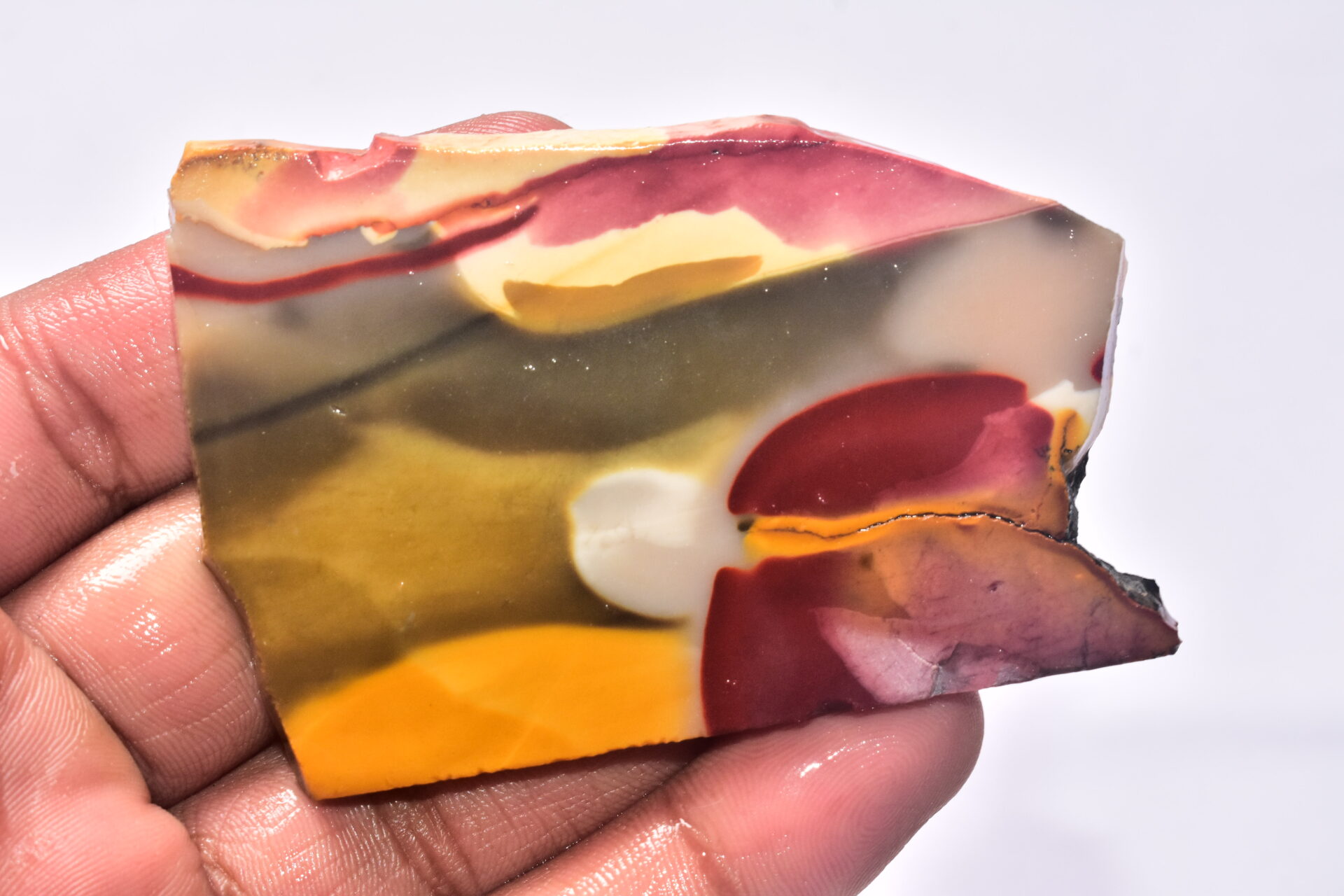 Mookaite Slice Cabochon / Red & Yellow Mookaite Slice Gemstone / Slice / 212.35 Ct. / 75x53x5 mm. / Loose Gemstone / A-236