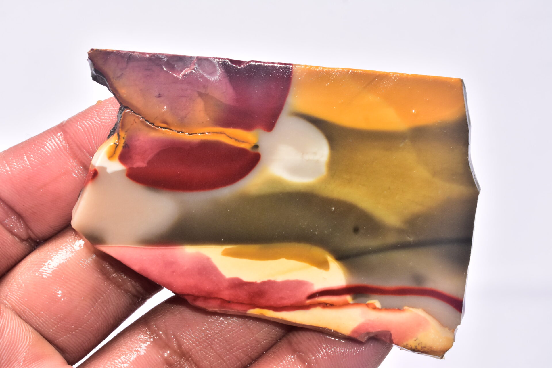 Mookaite Slice Cabochon / Red & Yellow Mookaite Slice Gemstone / Slice / 212.35 Ct. / 75x53x5 mm. / Loose Gemstone / A-236 - Image 5