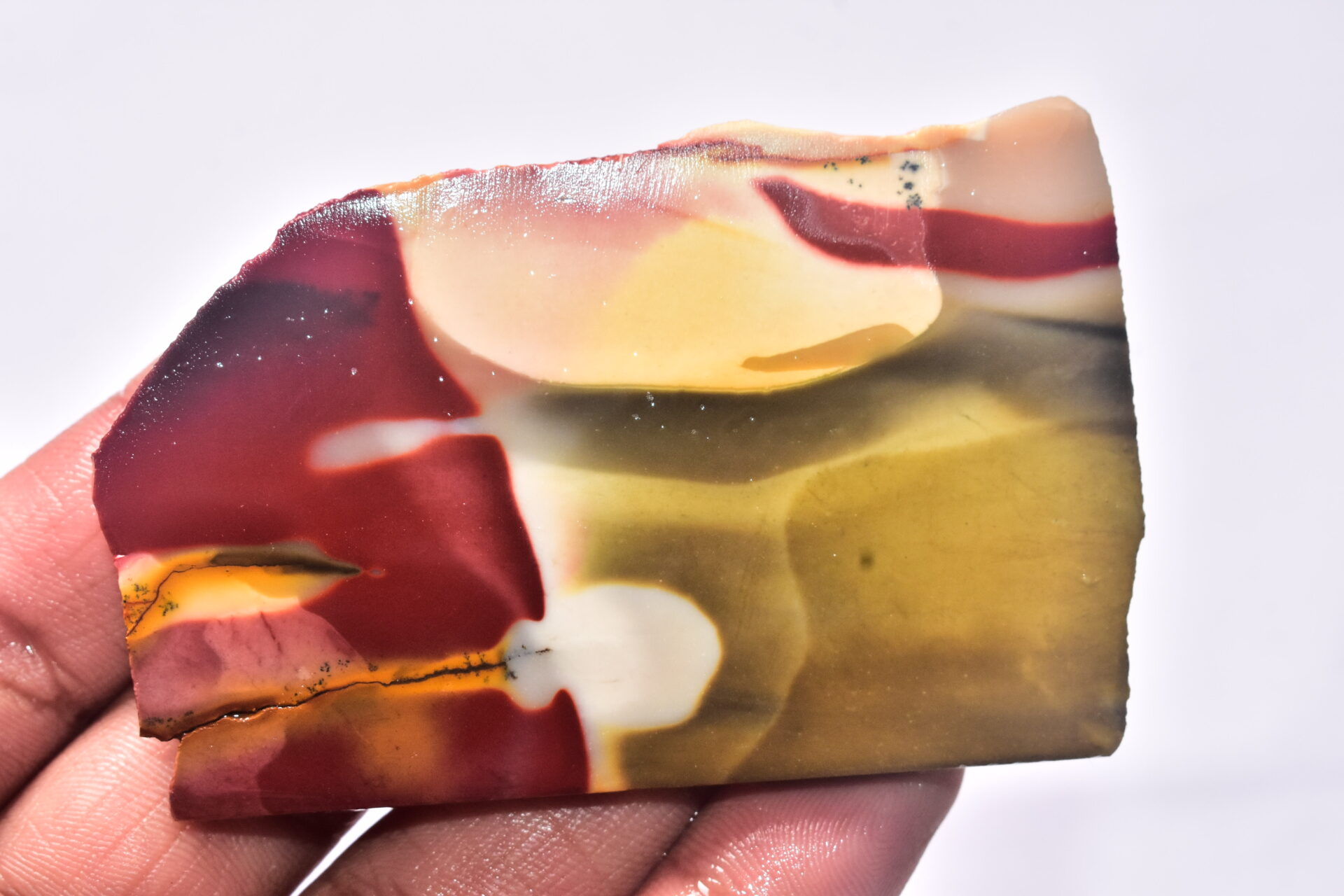 Mookaite Slice Cabochon / Red & Yellow Mookaite Slice Gemstone / Slice / 247.15 Ct. / 82x53x6 mm. / Loose Gemstone / A-229 - Image 2