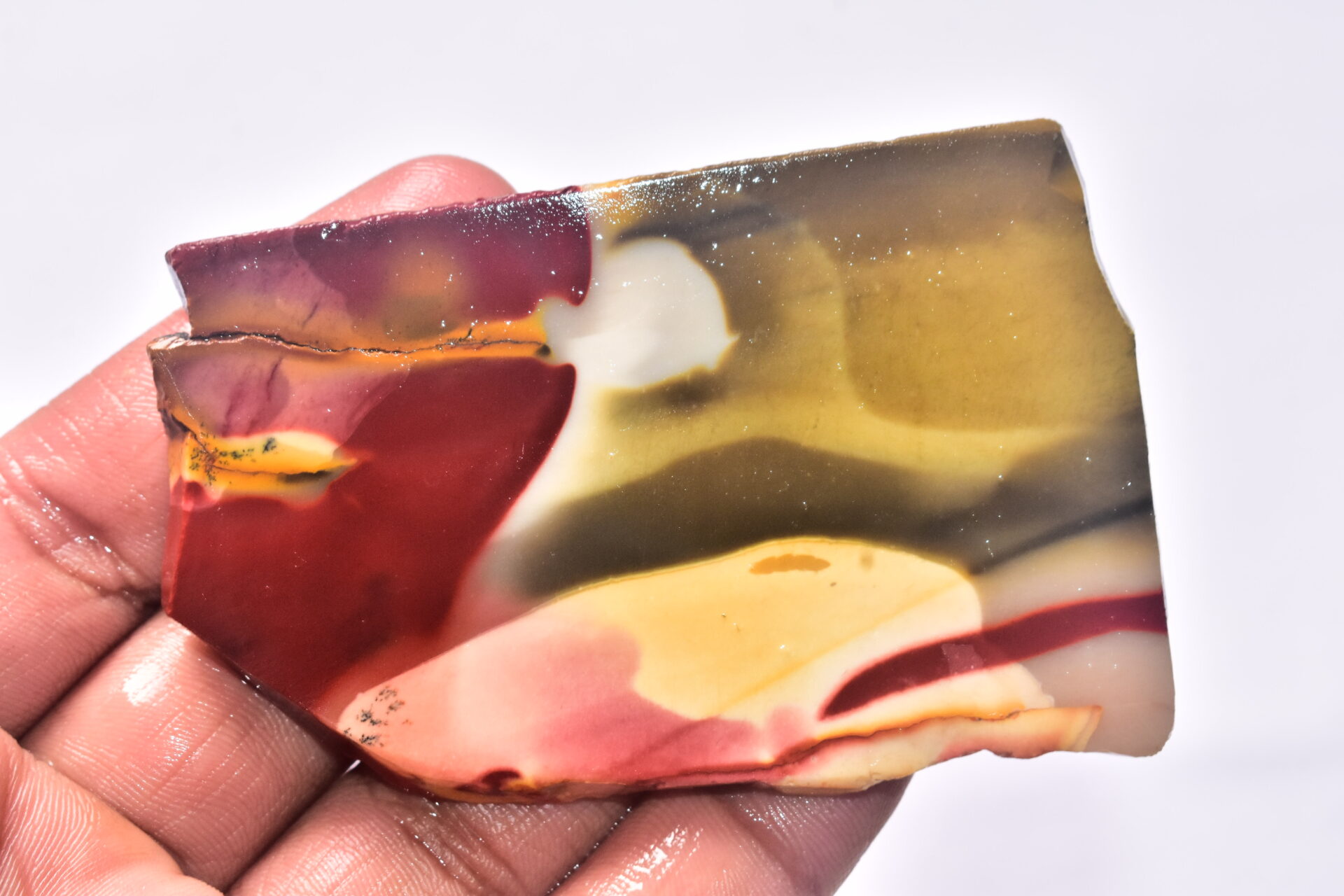 Mookaite Slice Cabochon / Red & Yellow Mookaite Slice Gemstone / Slice / 247.15 Ct. / 82x53x6 mm. / Loose Gemstone / A-229 - Image 4